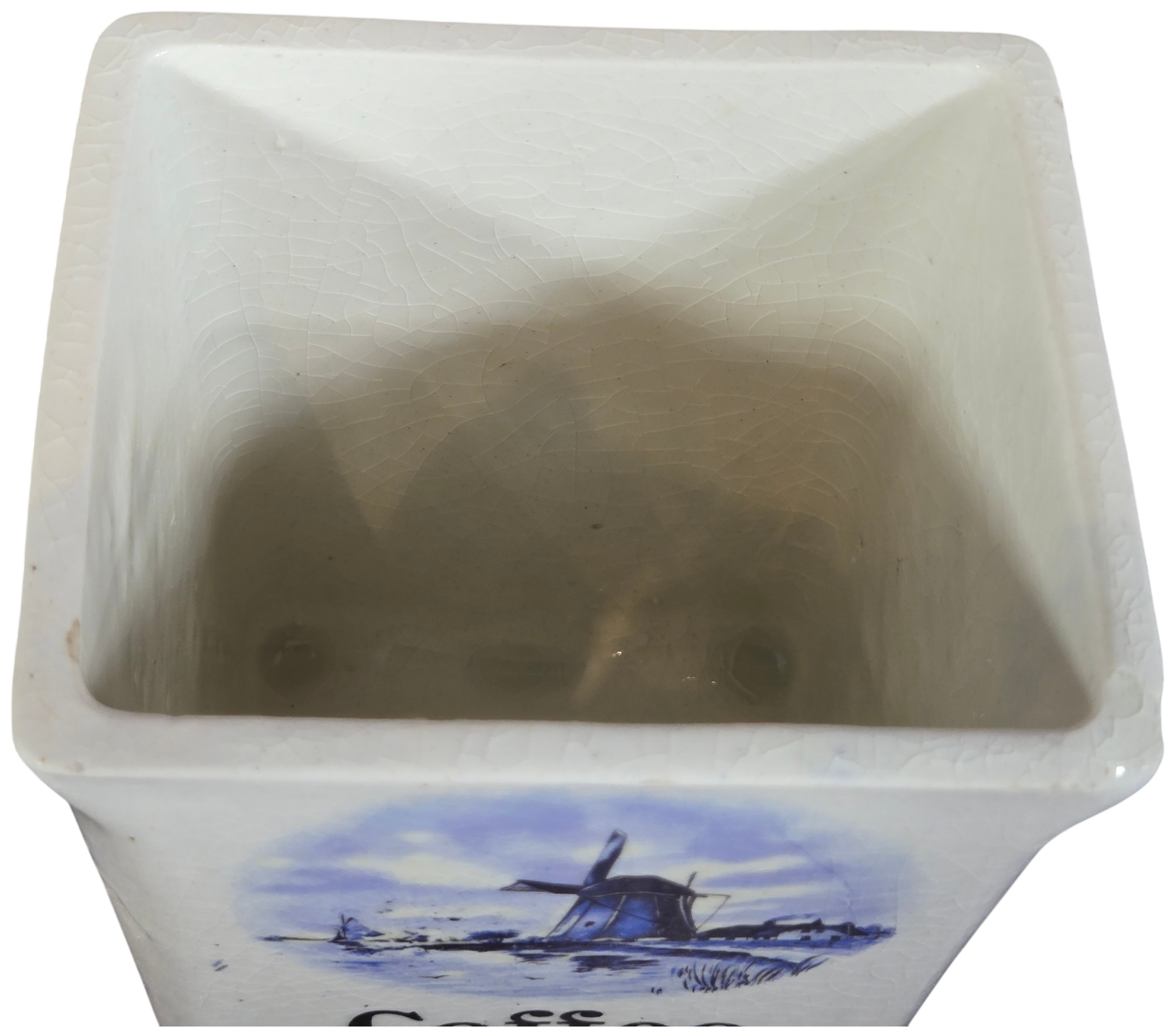 A Set of Ceramic Kitchen Storage Vessels with Blue Dutch Windmill Pattern