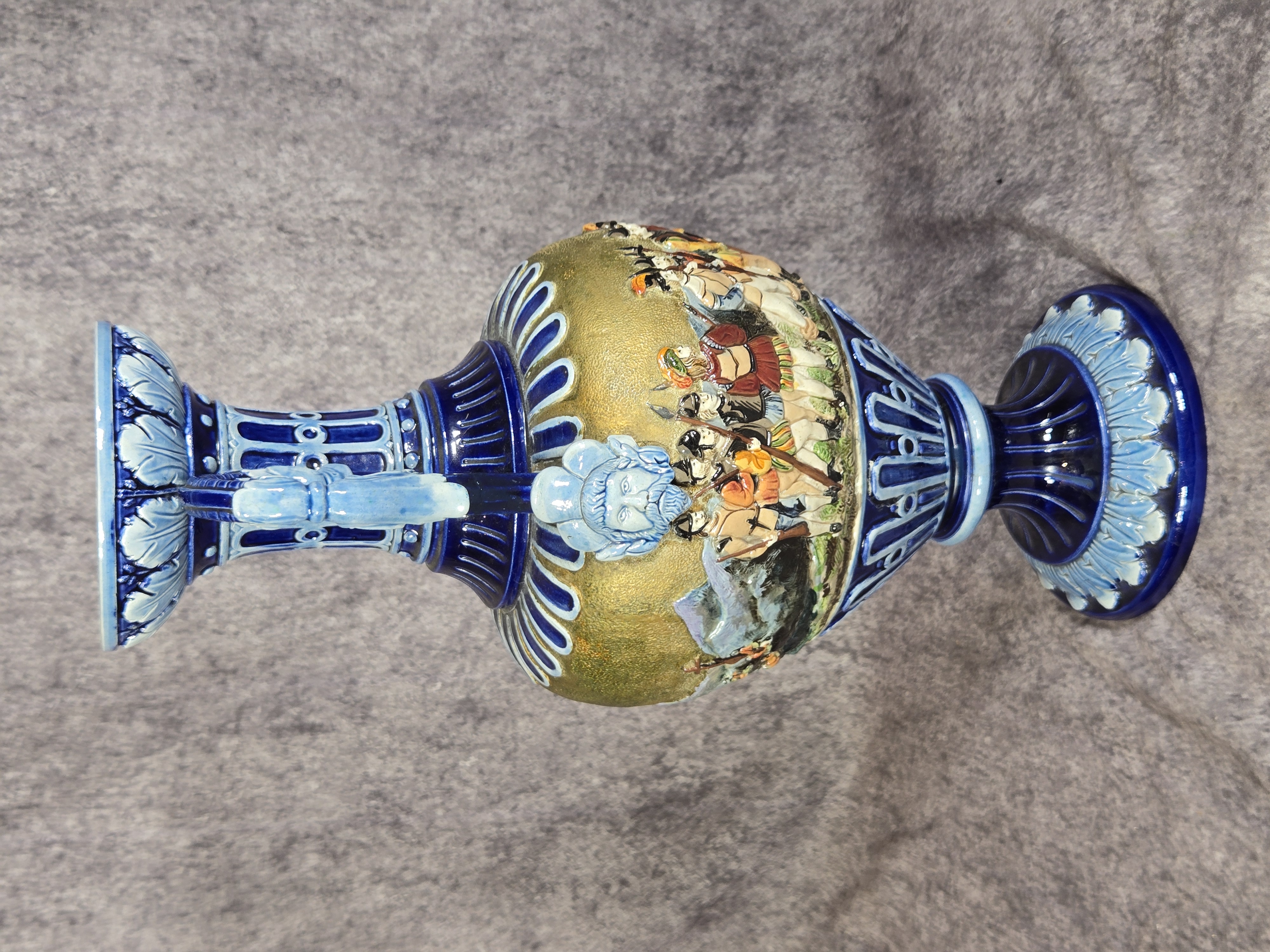Wilhelm Schiller and Son Bohemian Majolica Relief Urn Model 8970