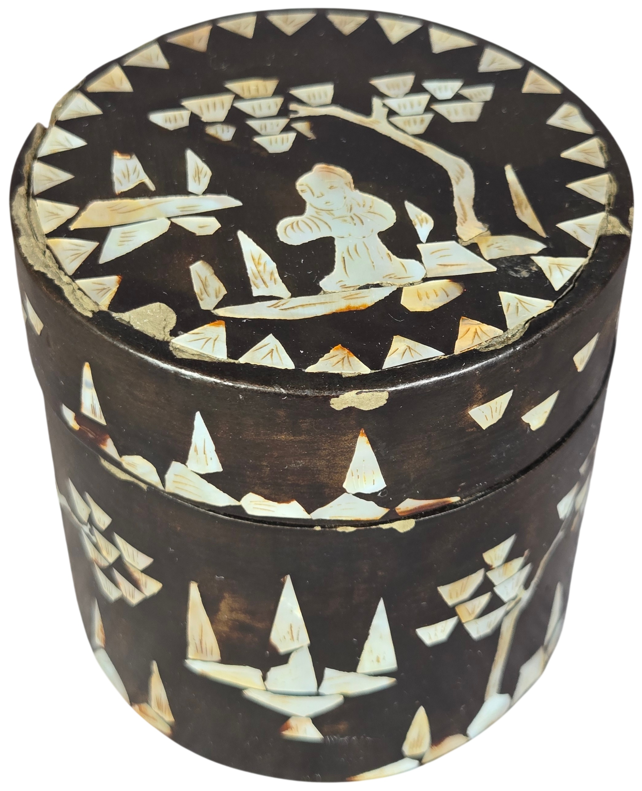 Republic Period Chinese Laque Burgaute Mother of Pearl Inlaid Lacquer Box