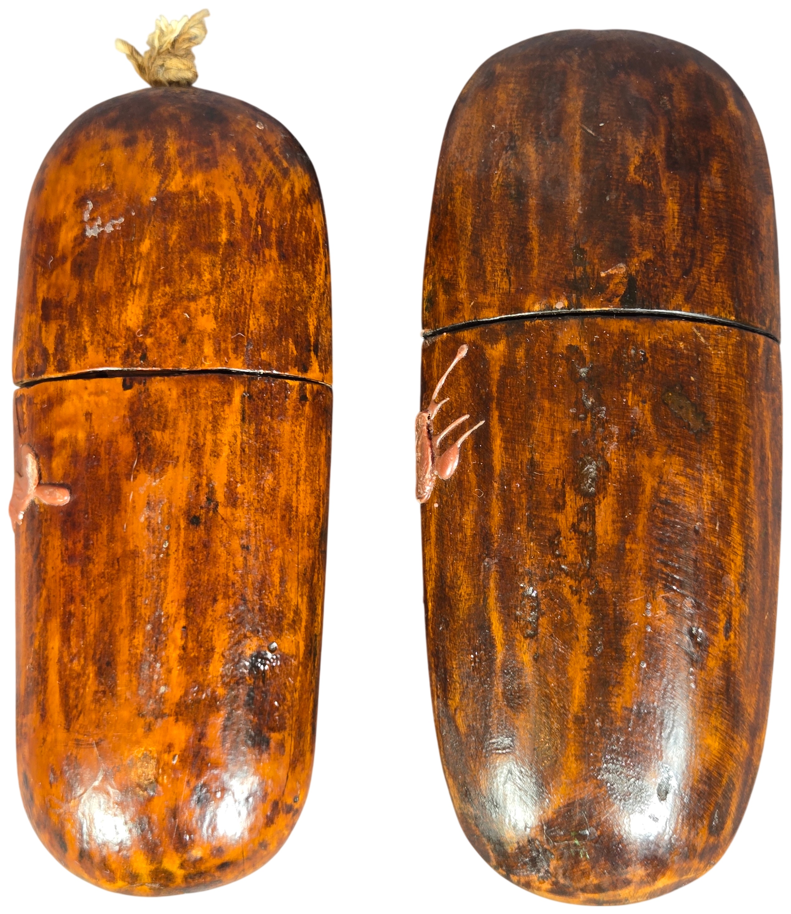 A Pair of Antique Chinese Lacquered Wood Eyeglass Cases
