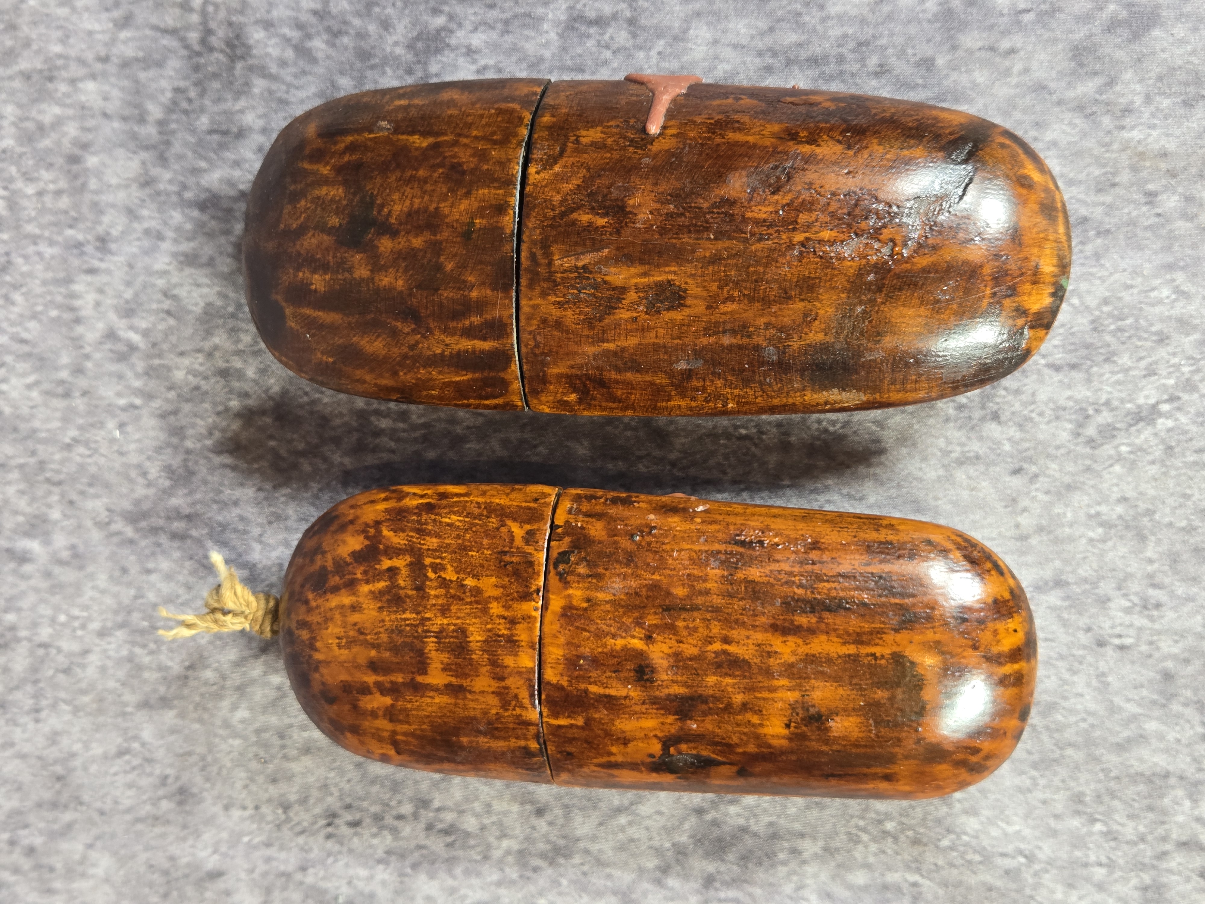 A Pair of Antique Chinese Lacquered Wood Eyeglass Cases