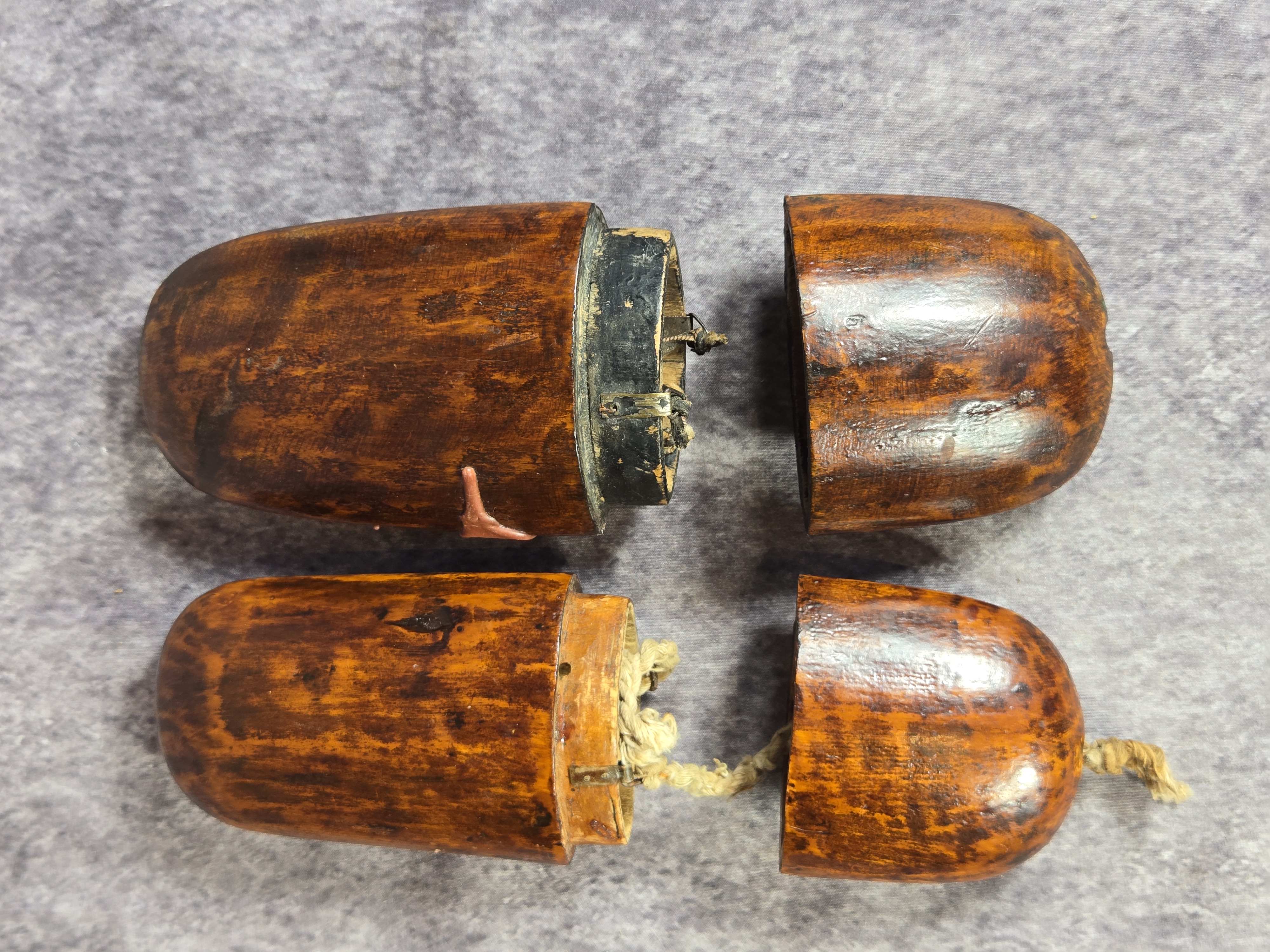 A Pair of Antique Chinese Lacquered Wood Eyeglass Cases