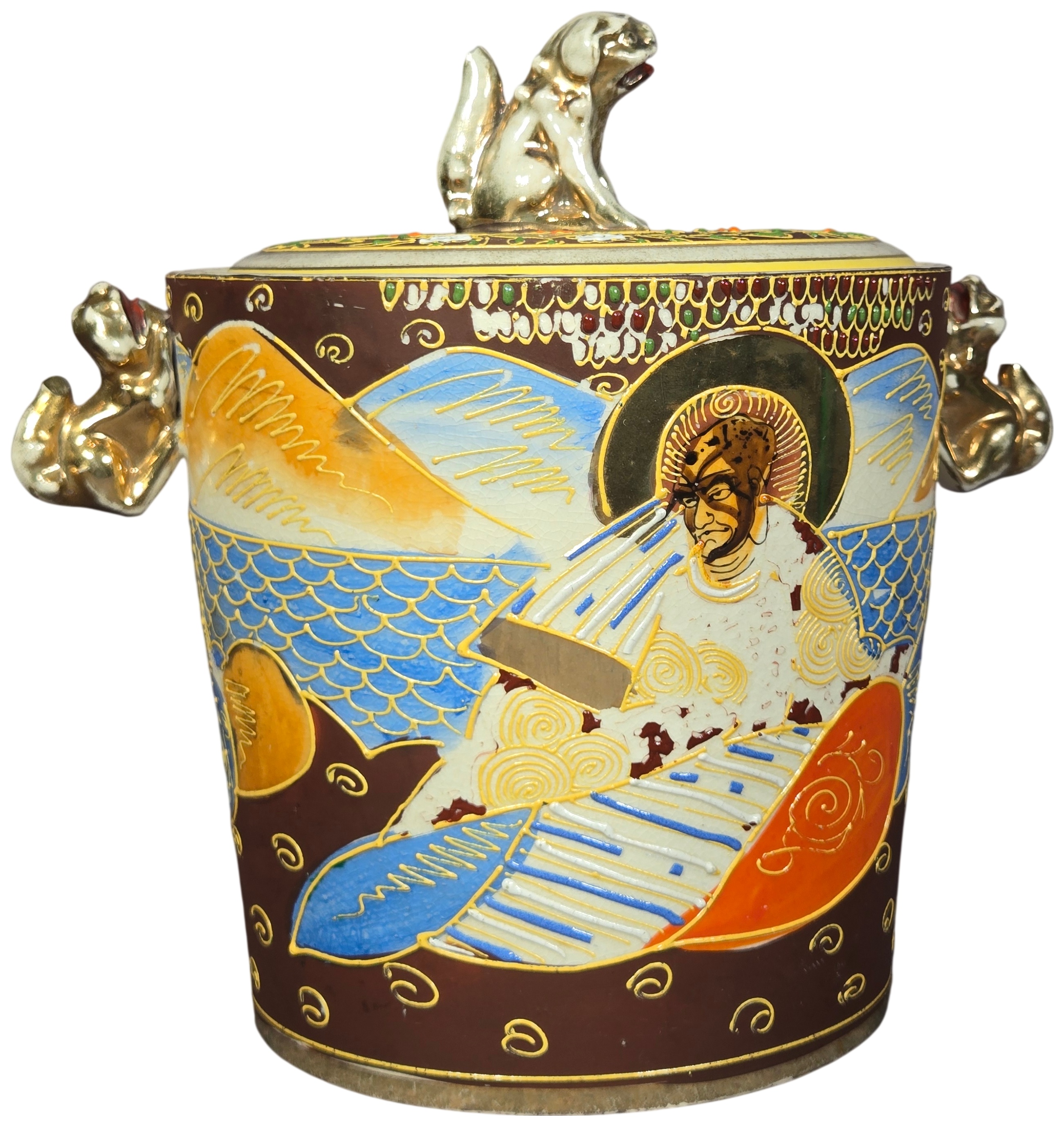Tashiro Shoten Japanese Satsuma Moriage Lidded Ice Bucket