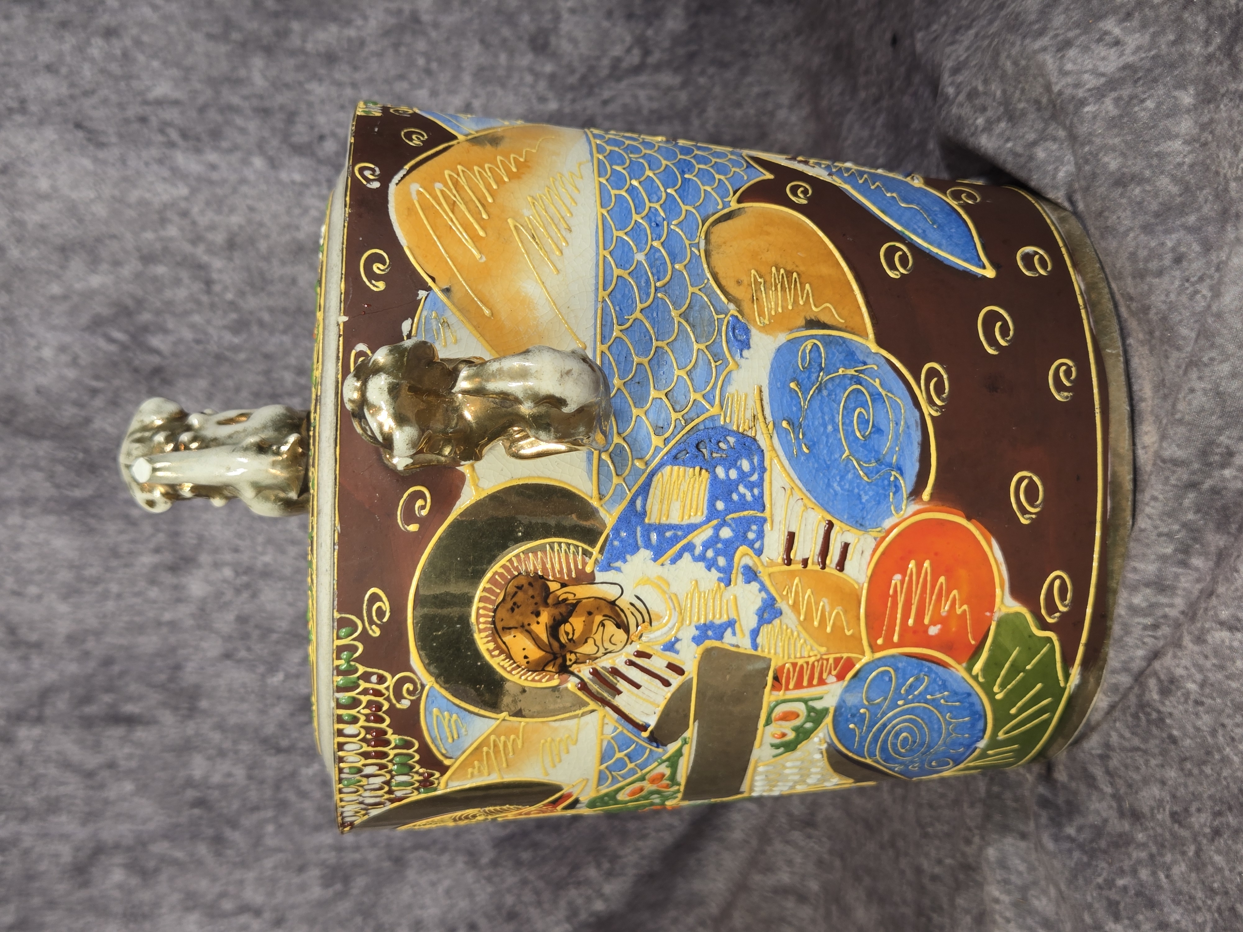 Tashiro Shoten Japanese Satsuma Moriage Lidded Ice Bucket