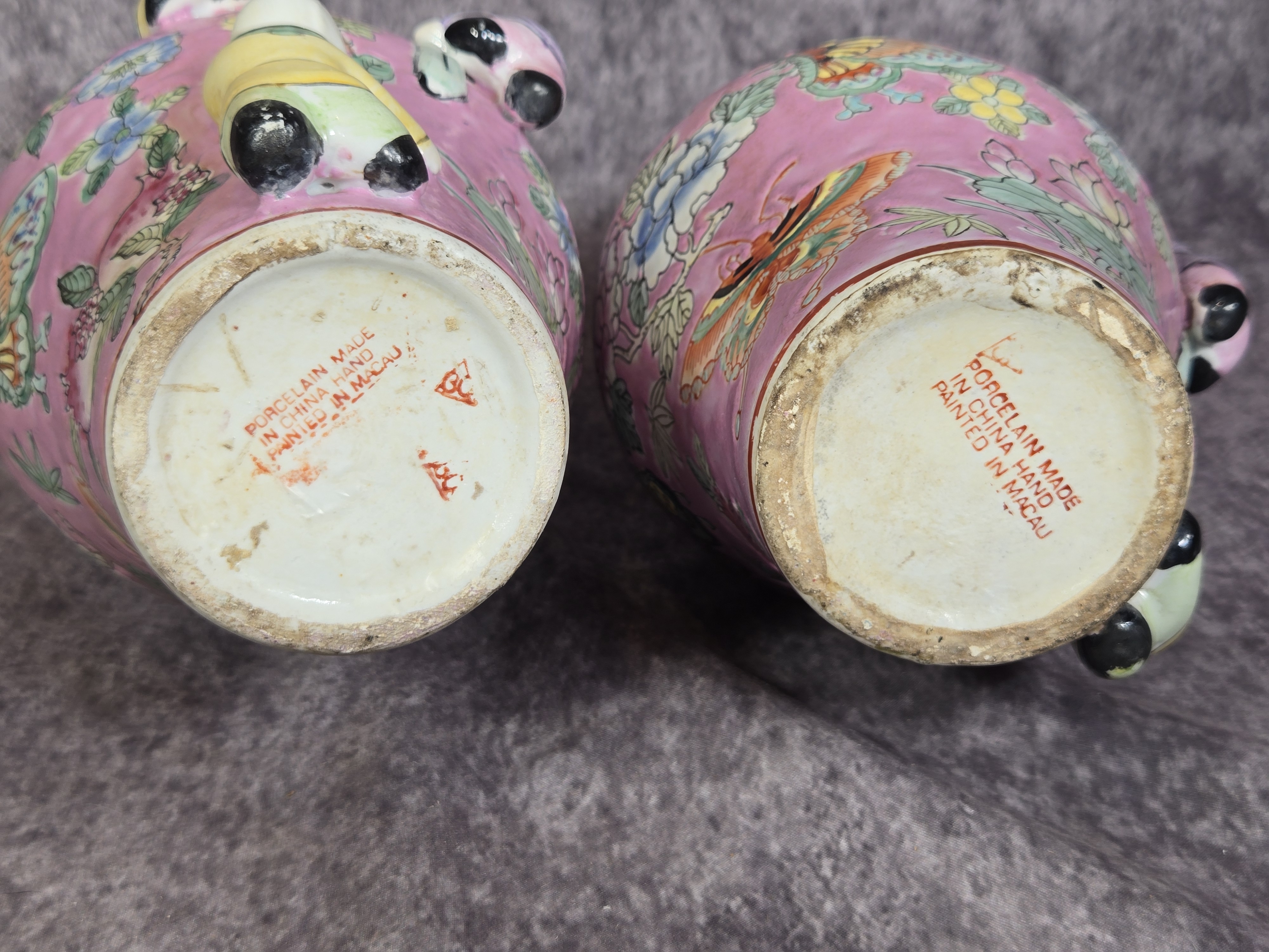 A Pair of Chinese Polychrome Porcelain Fertility Vases