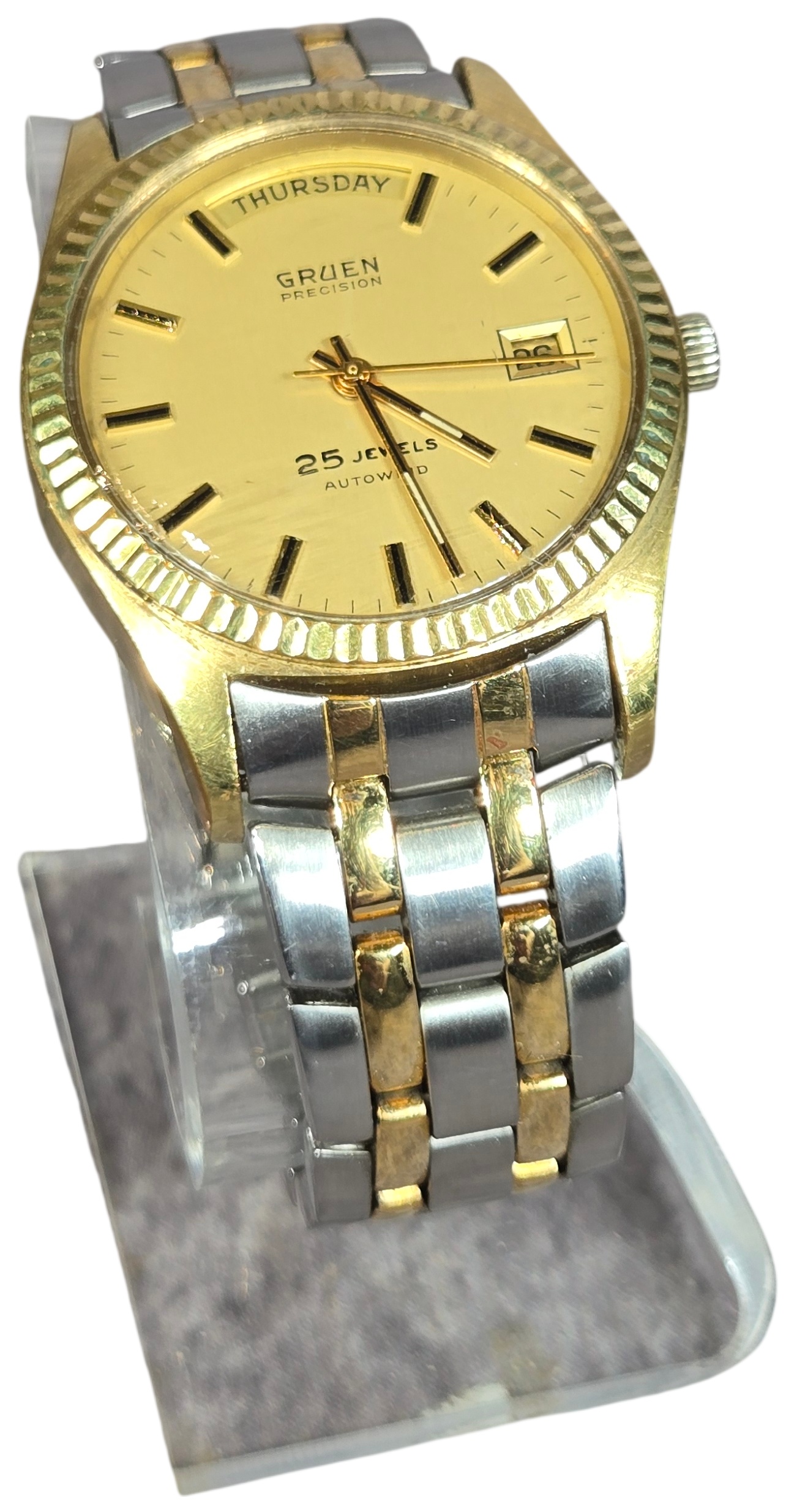Gruen Precision Day-Date Automatic Two-Tone Wristwatch