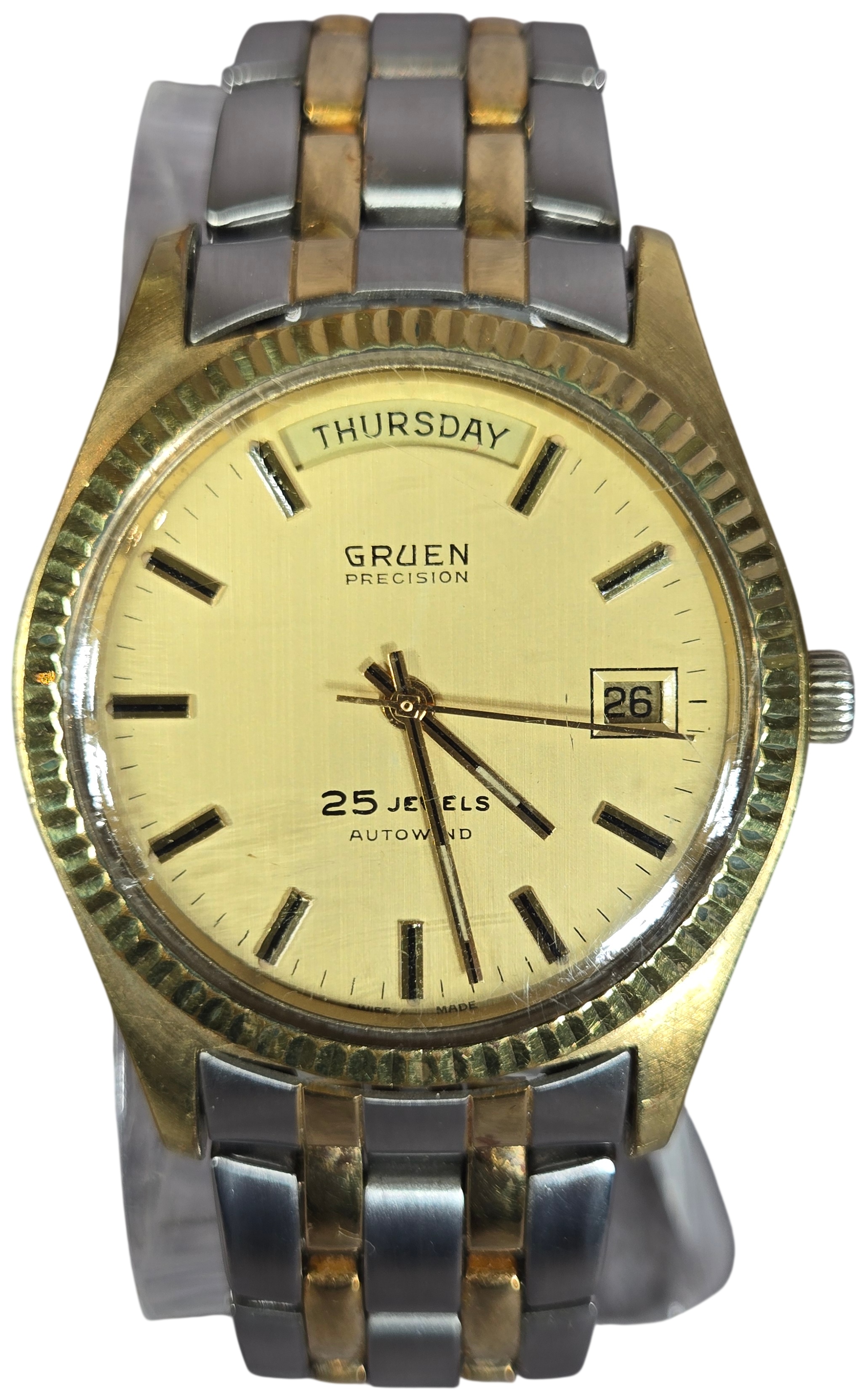 Gruen Precision Day-Date Automatic Two-Tone Wristwatch
