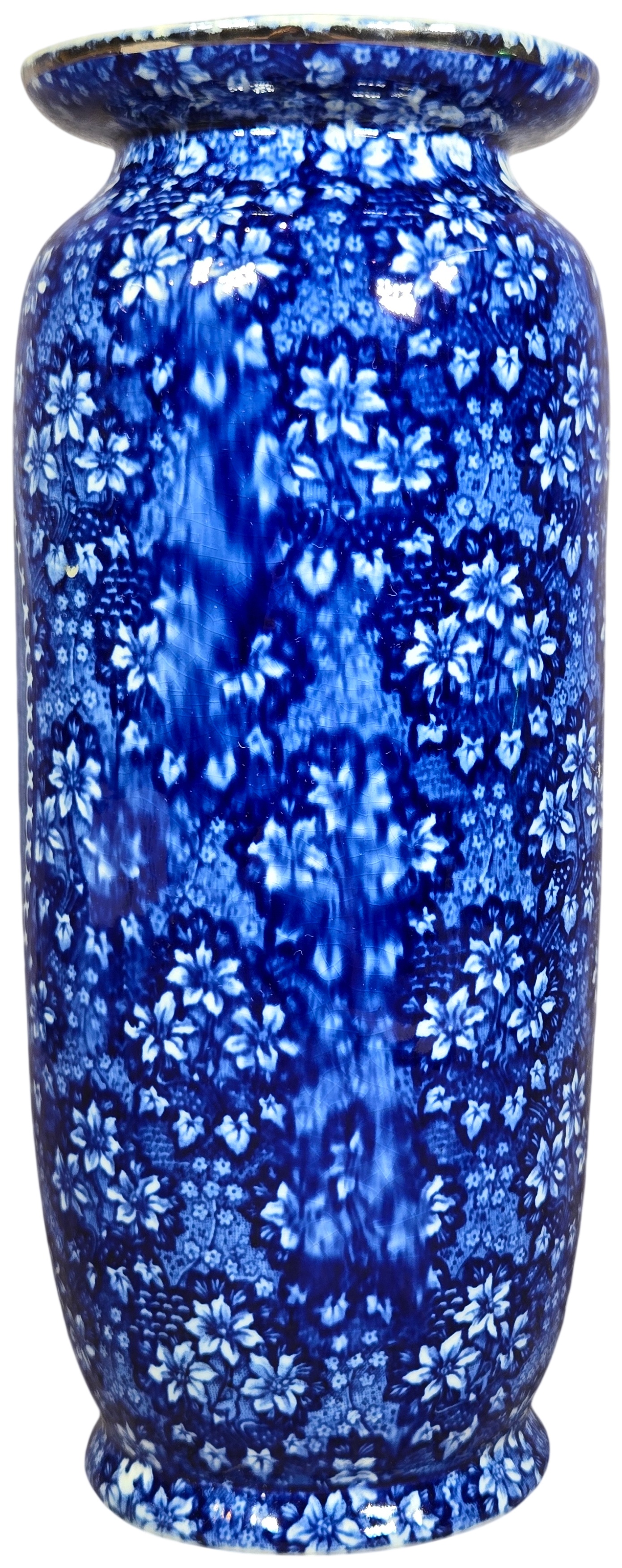 Empire Porcelain Co. English Blue and White Transferware Portrait Bud Vase
