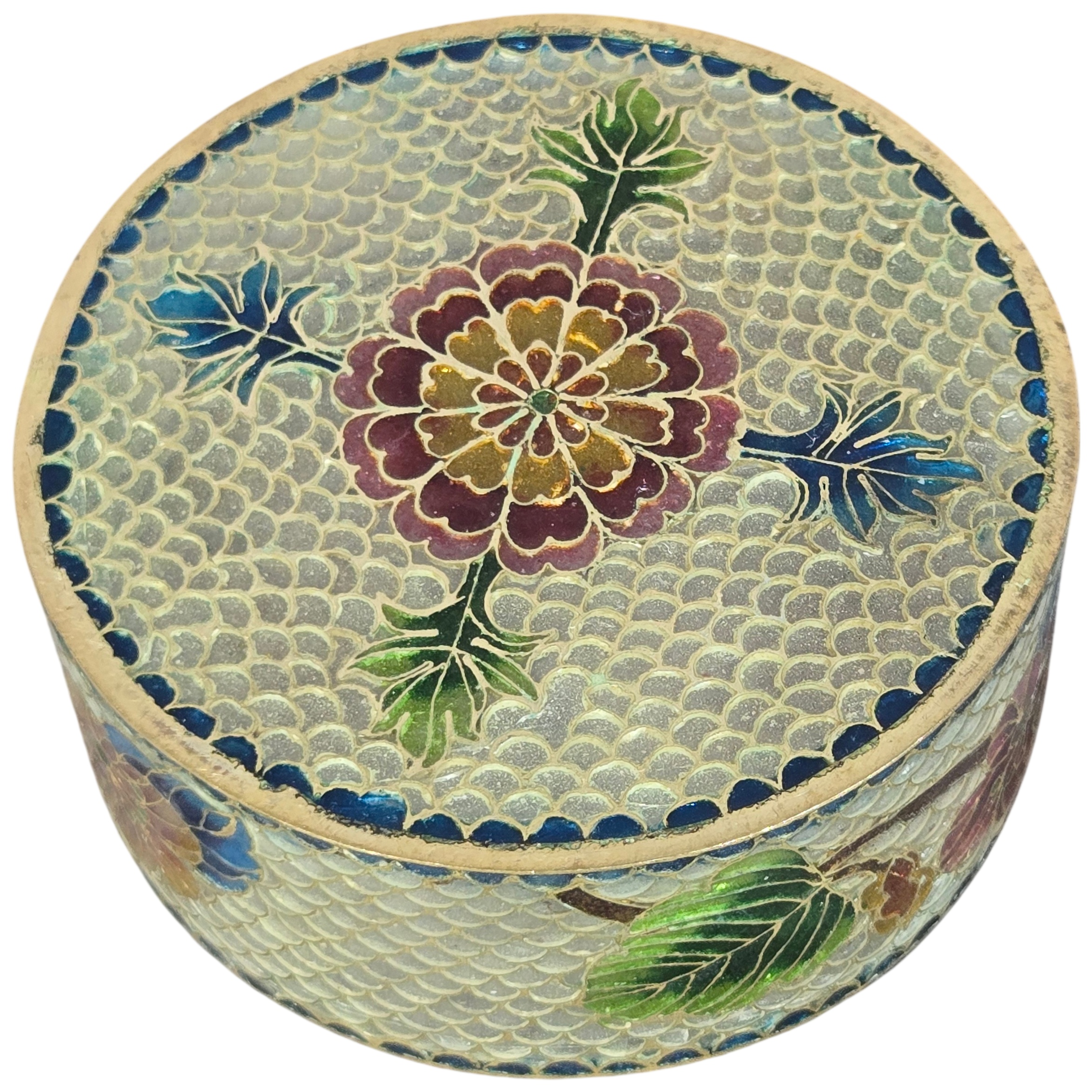 Chinese Plique-a-Jour Enamel Lidded Trinket Box