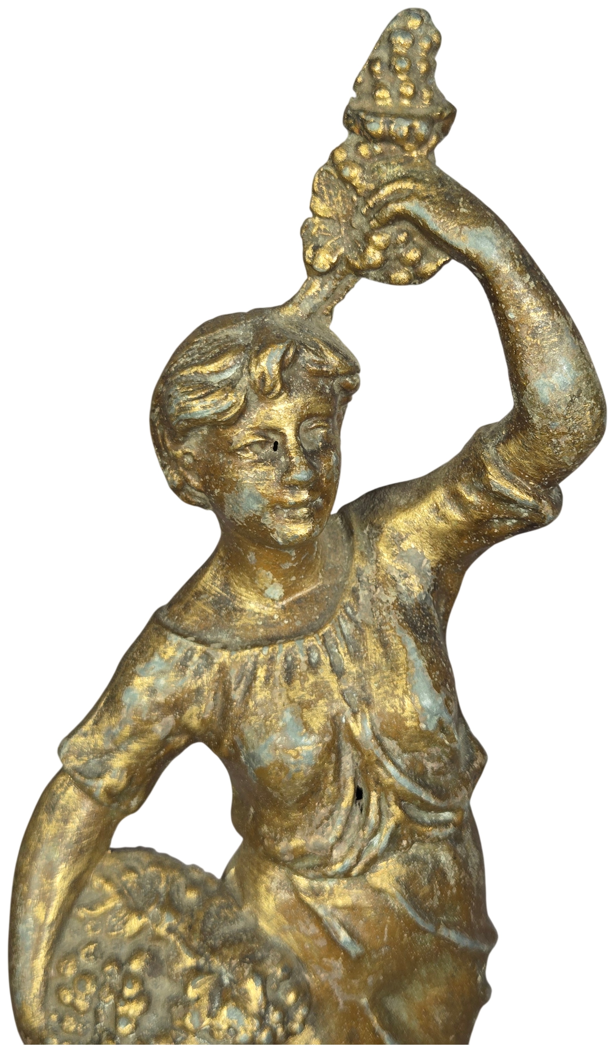 French Art Nouveau Gilded Spelter Figural Clock Topper on Award Base Dated 1907