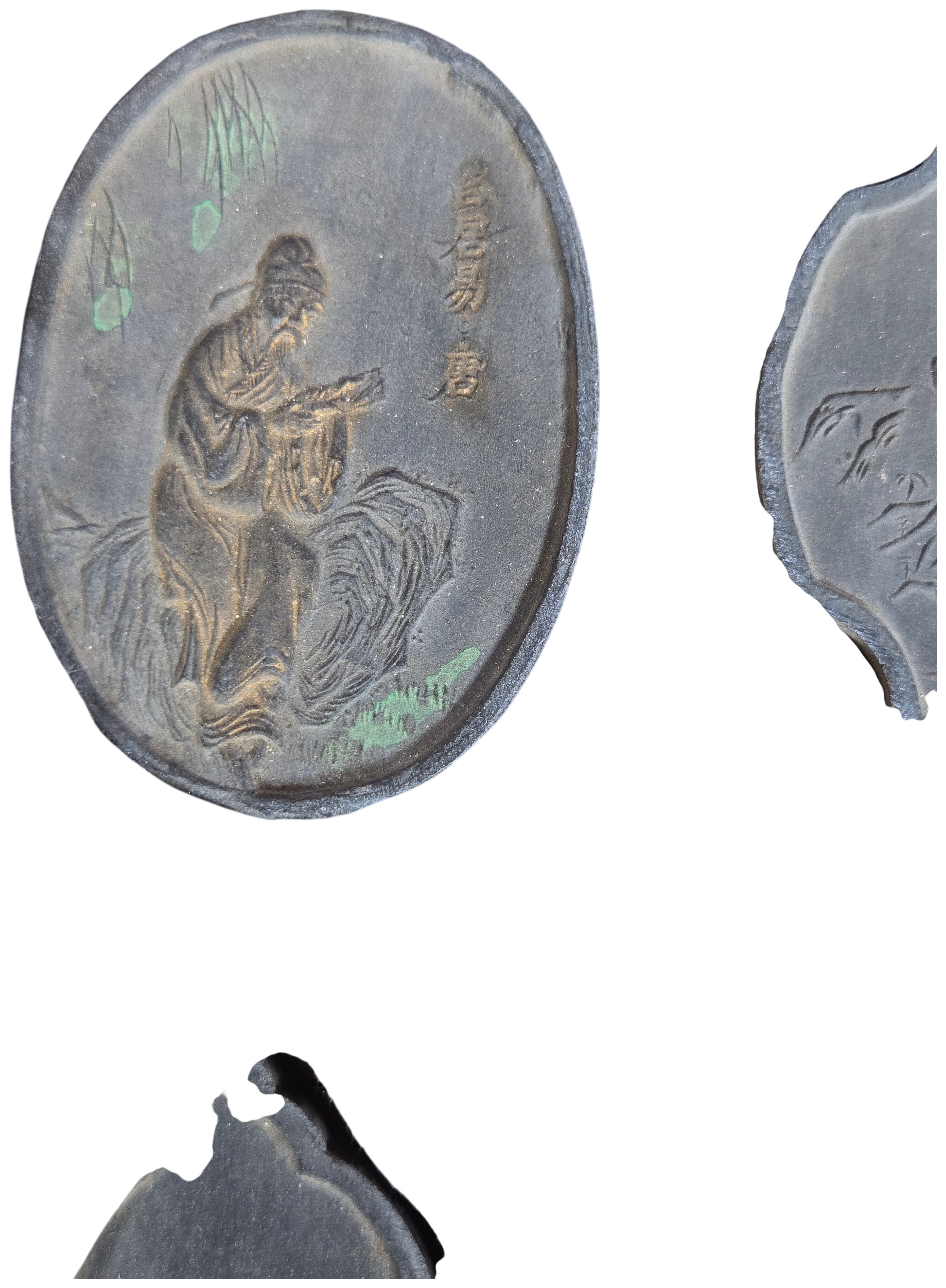 A Set of Nine Chinese Gilt and Polychrome Molded Inksticks
