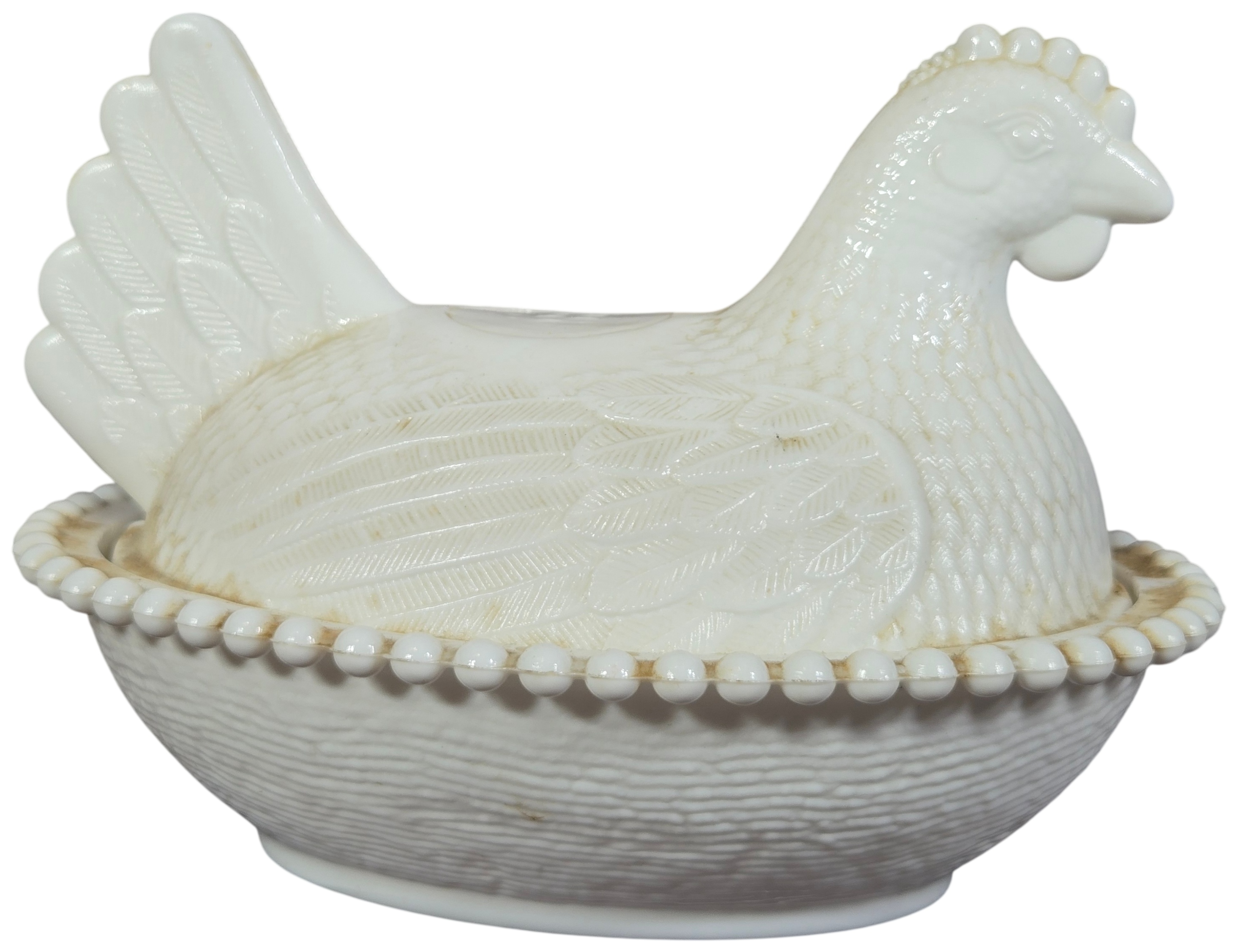 Milk Glass Hen on Nest Covered Dish
