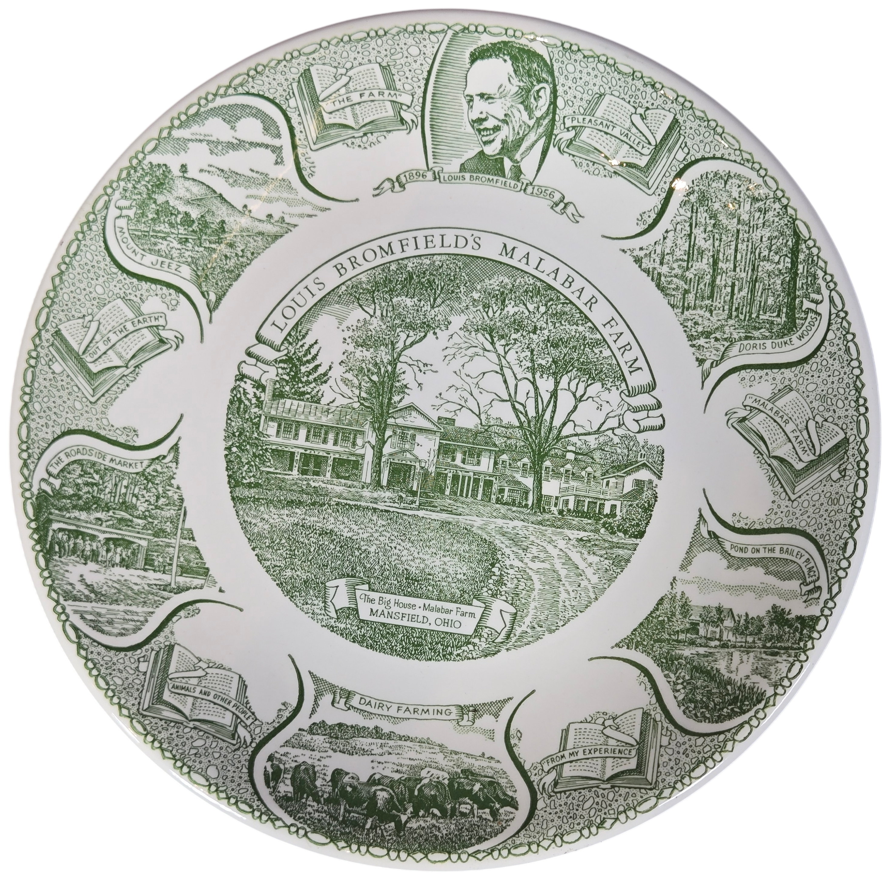 Kettlesprings Kilns Louis Bromfield Malabar Farm Commemorative Earthenware Plate
