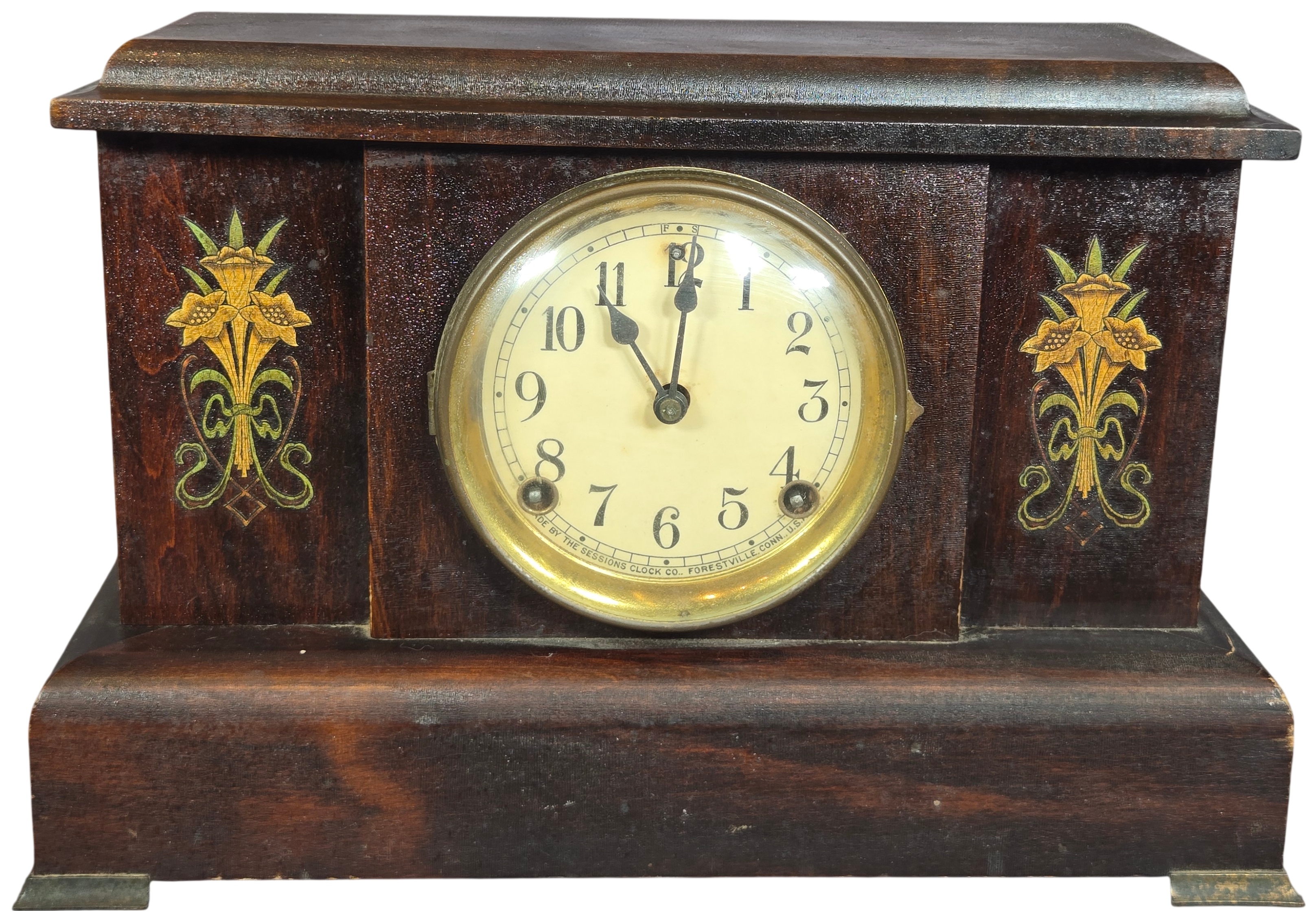 Art Nouveau Wood Mantel Clock by The Sessions Clock Co.