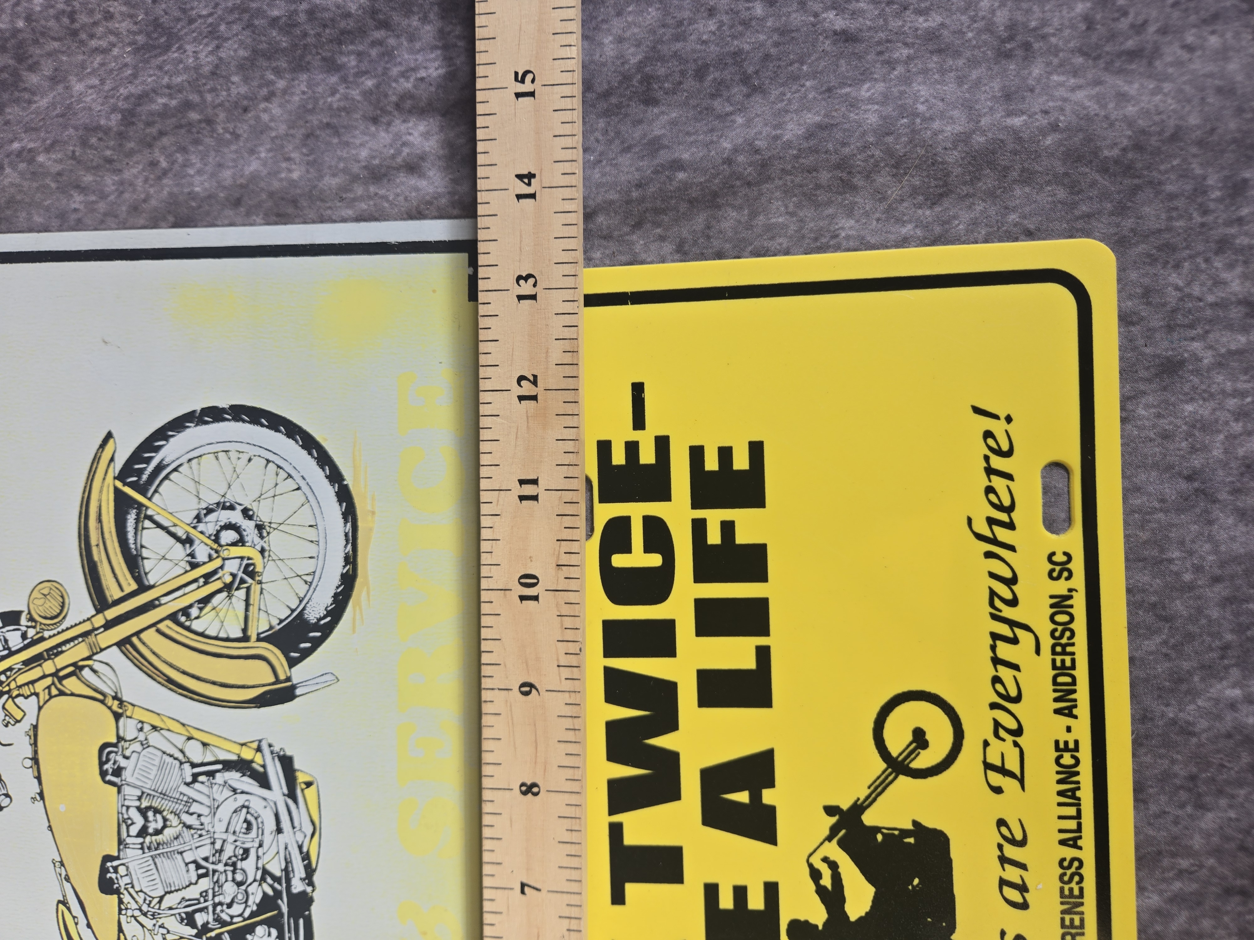 Seven Harley-Davidson and Motorcycle Themed Signs and License Plates