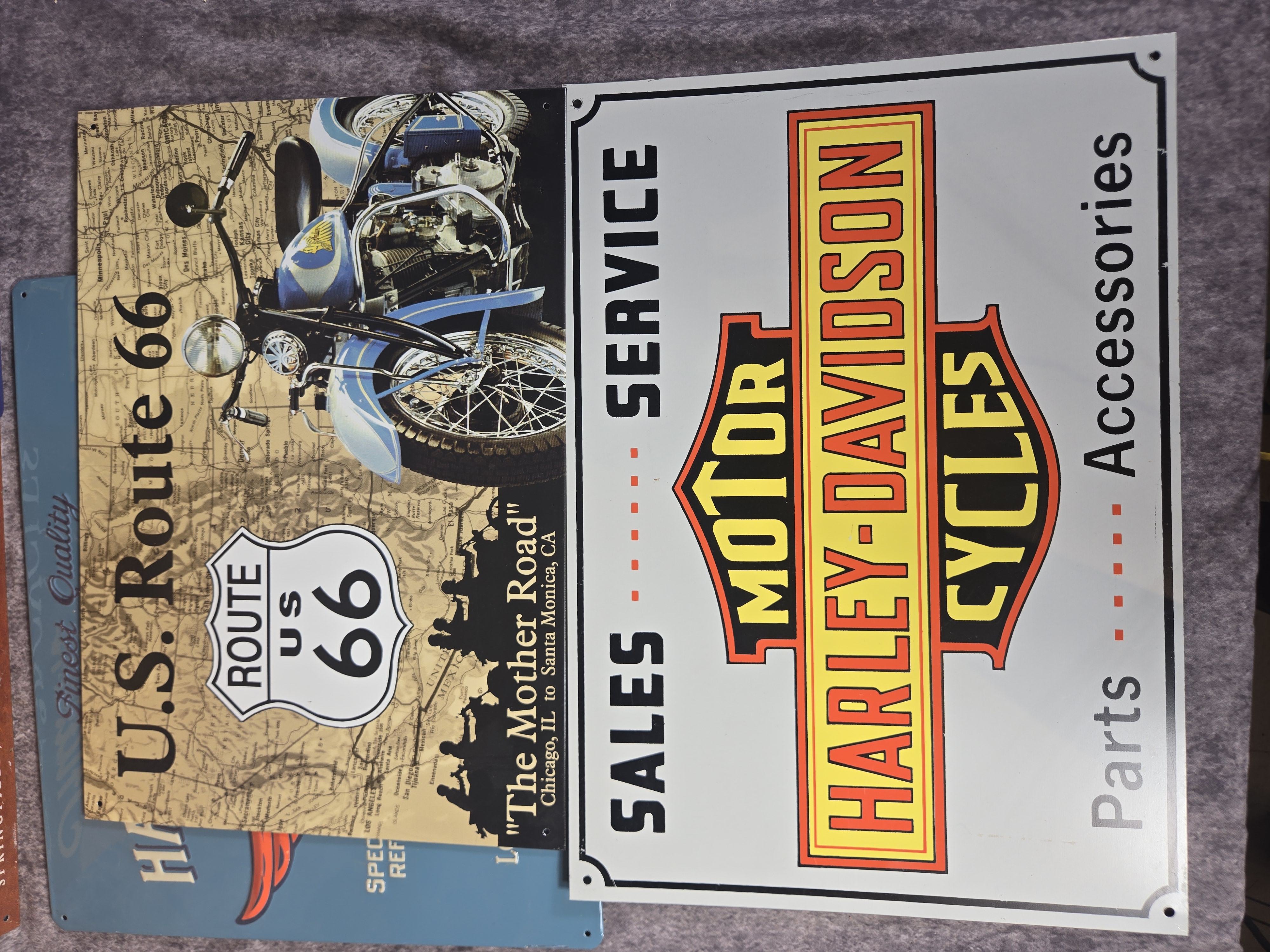 Six Contemporary Harley-Davidson and Indian Motorcycle Themed Metal Signs