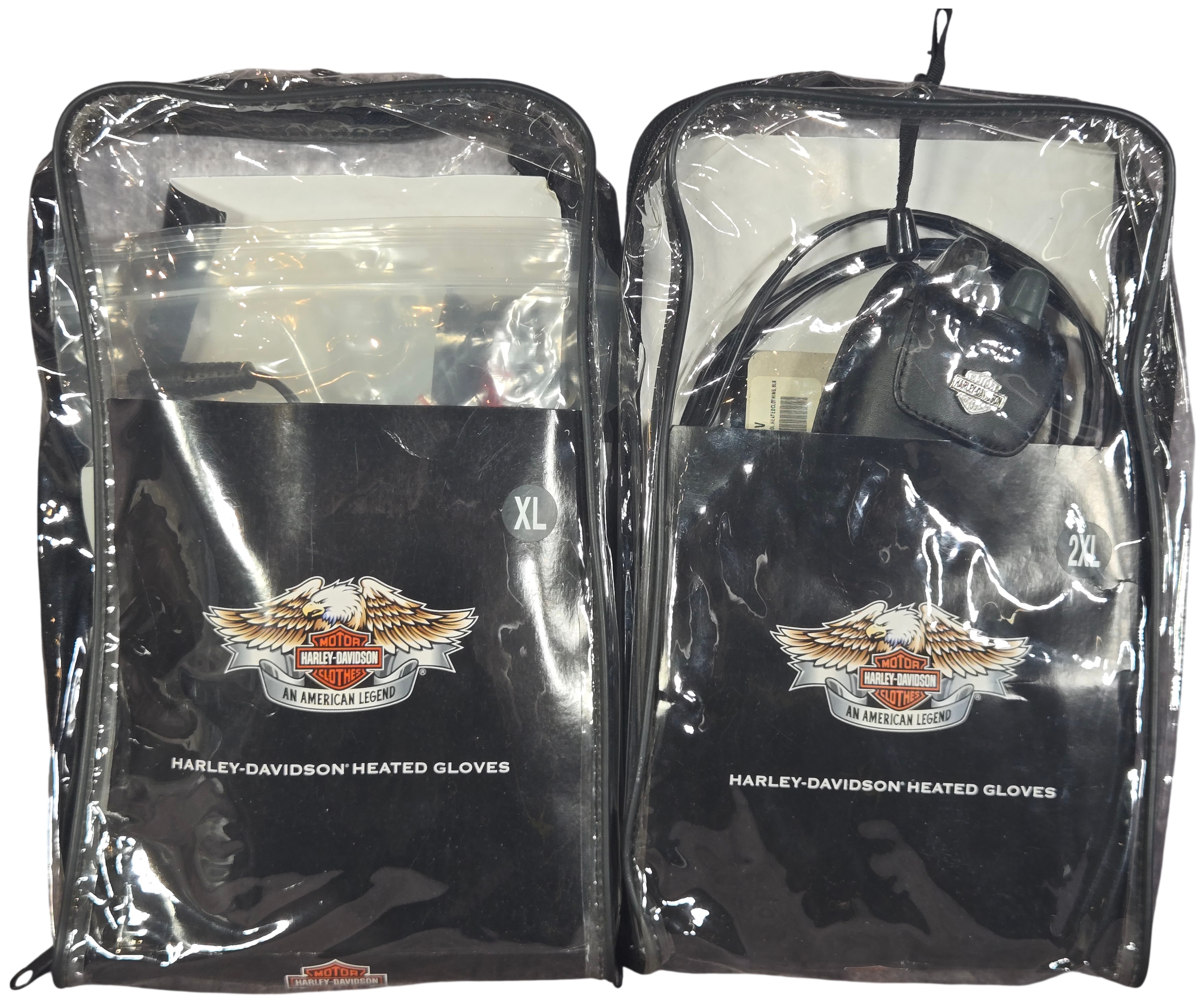 A Pair of Harley-Davidson Heated II Plug-In Motorcycle Gloves in Sizes XL and 2XL
