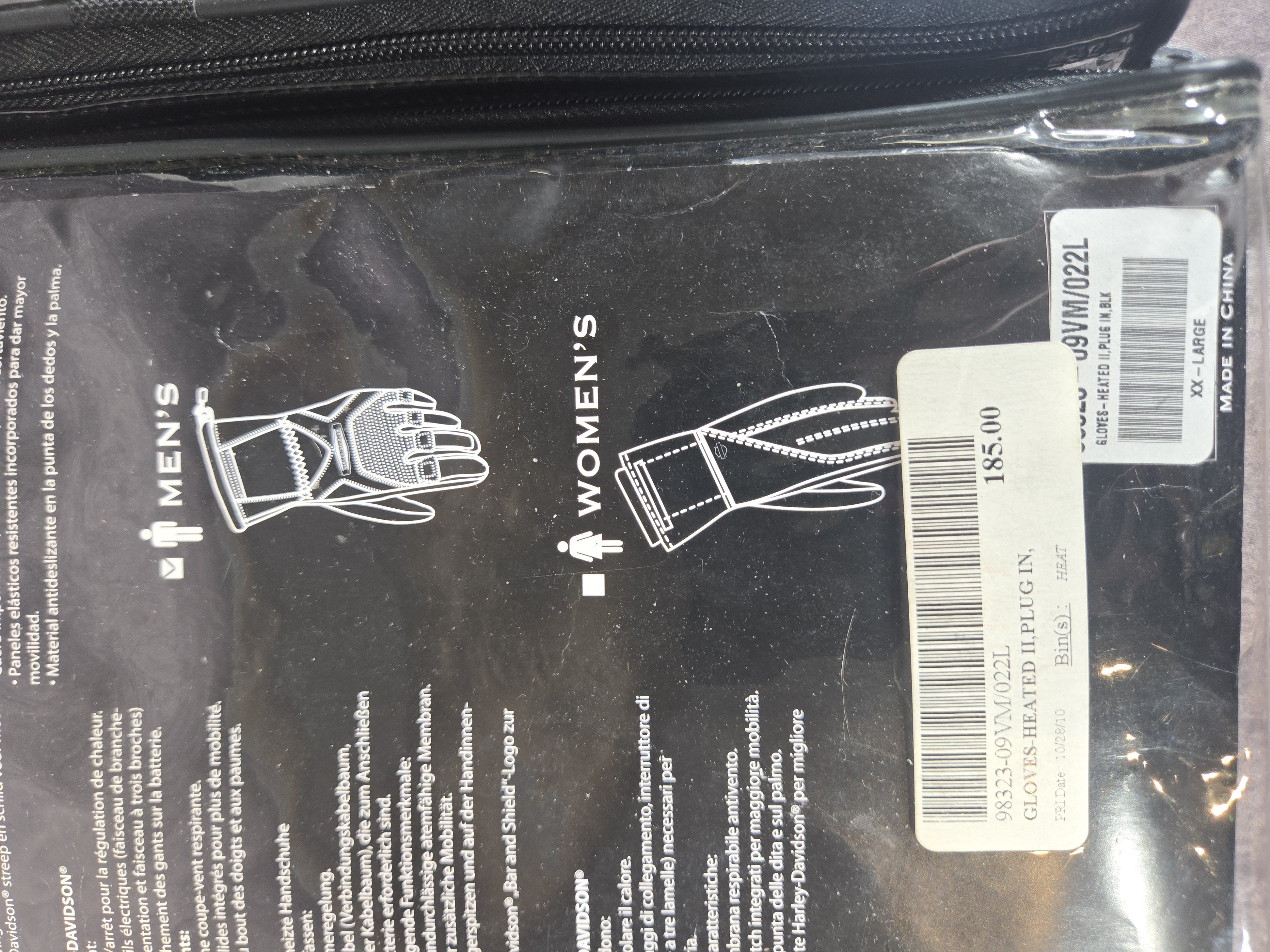 A Pair of Harley-Davidson Heated II Plug-In Motorcycle Gloves in Sizes XL and 2XL