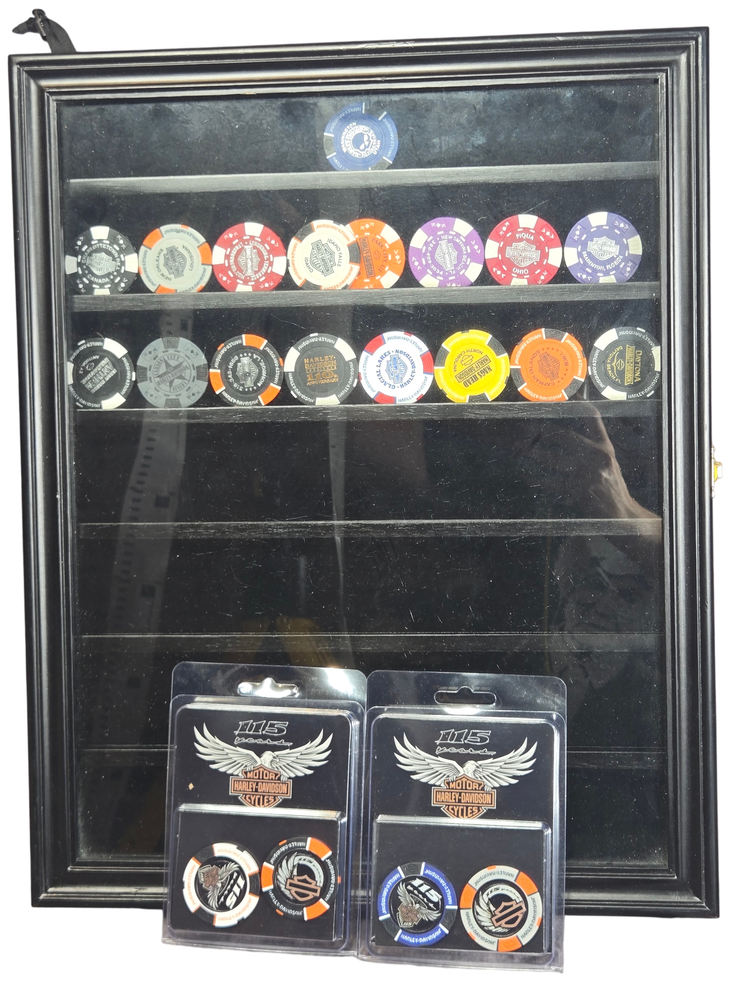 Harley-Davidson Motor Company Poker Chips and Display Case
