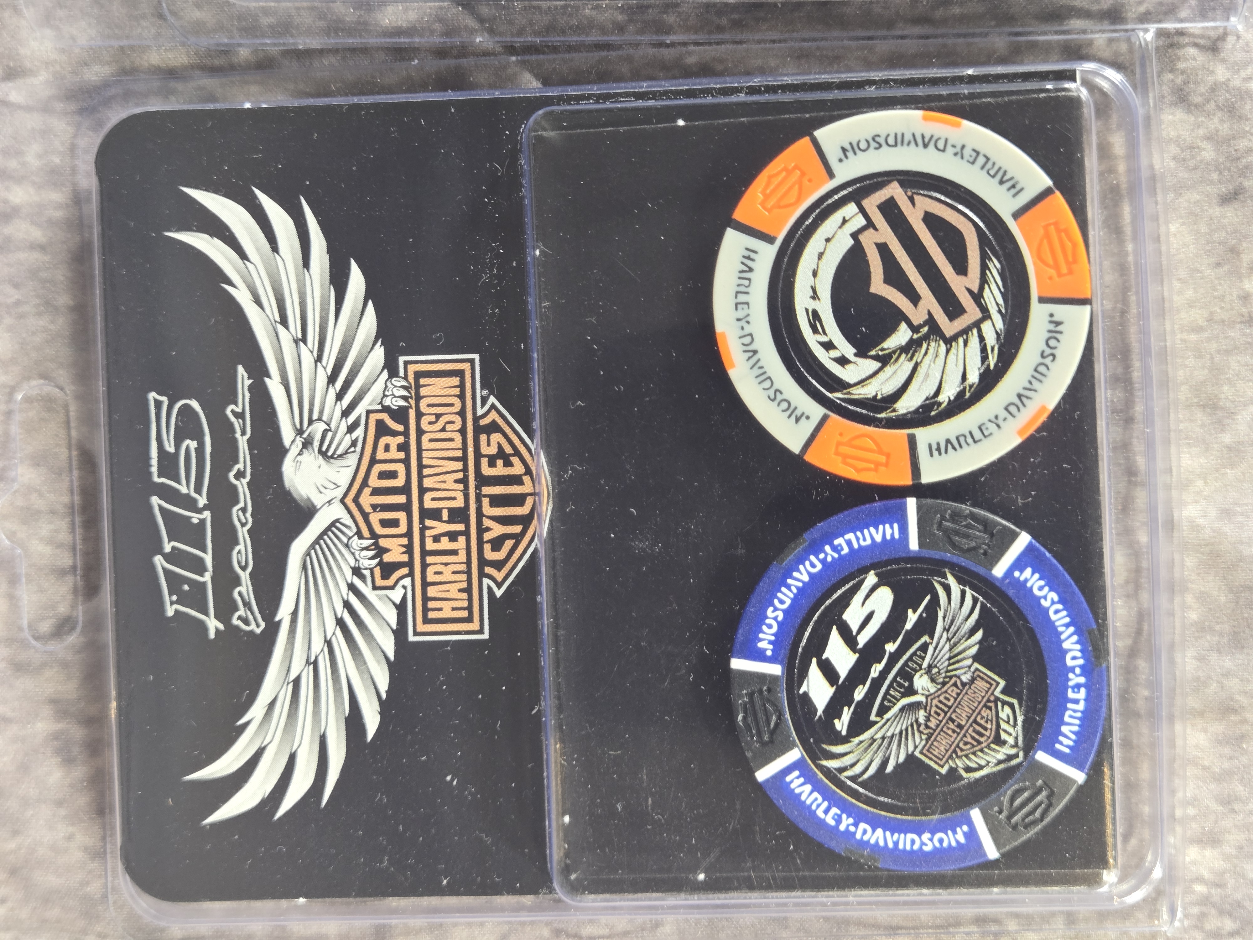 Harley-Davidson Motor Company Poker Chips and Display Case