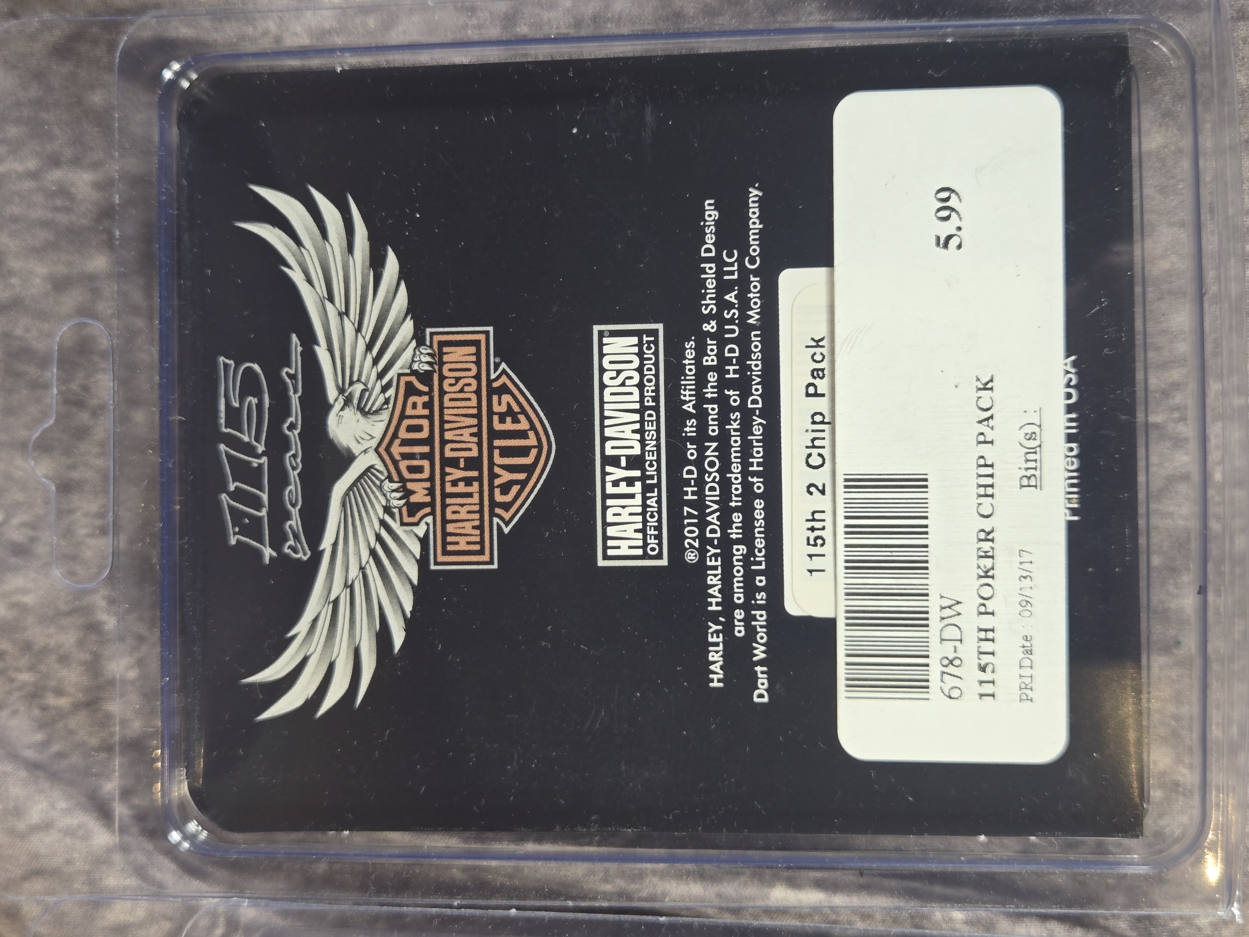Harley-Davidson Motor Company Poker Chips and Display Case