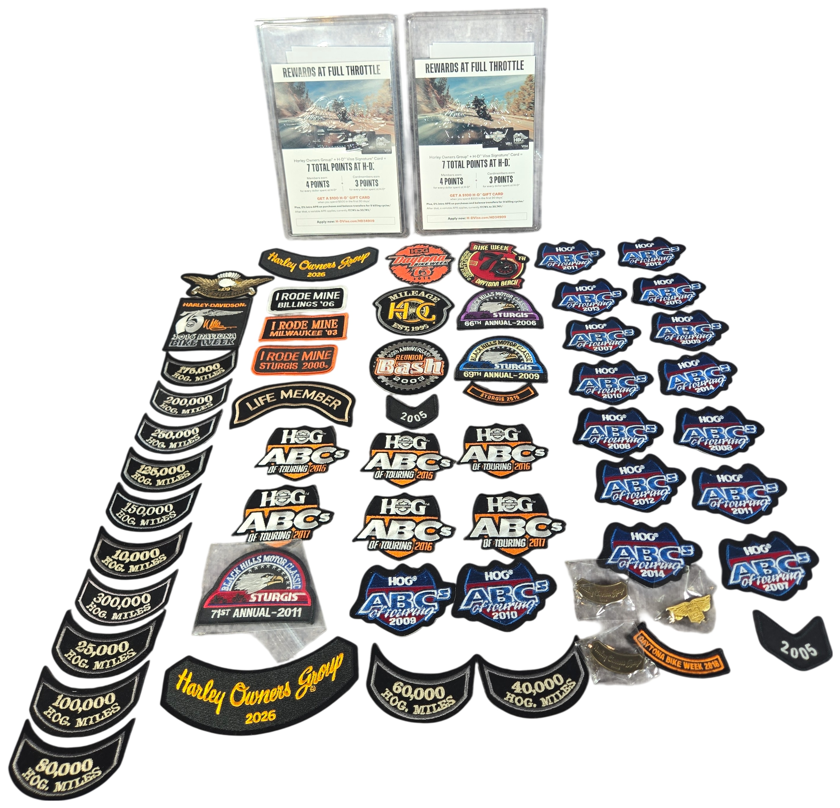 Harley-Davidson Harley Owners Group Memorabilia including Patches and Pins