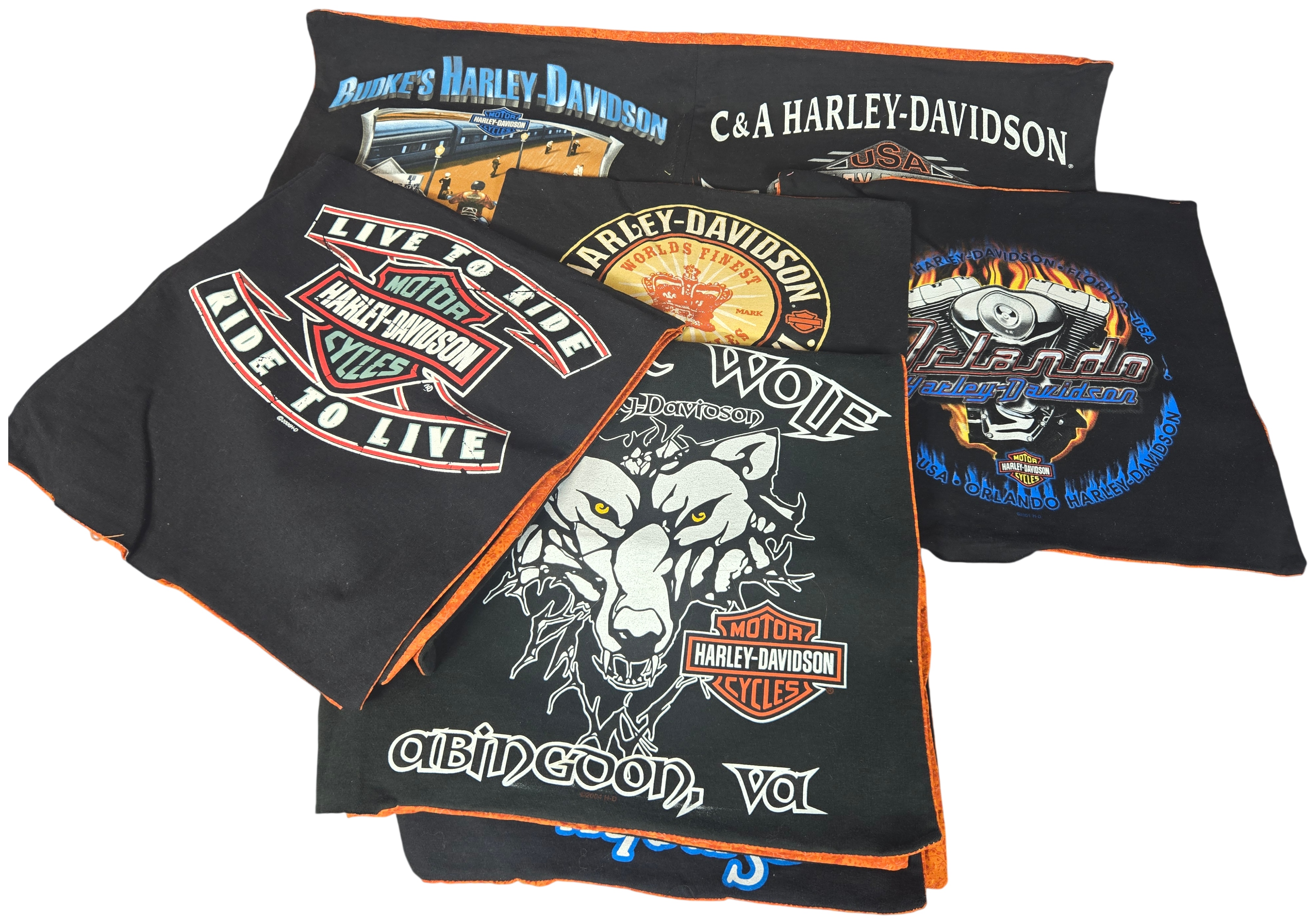 An Assortment of 1990s and 2000s Upcycled Harley-Davidson Cotton Fabric Panels