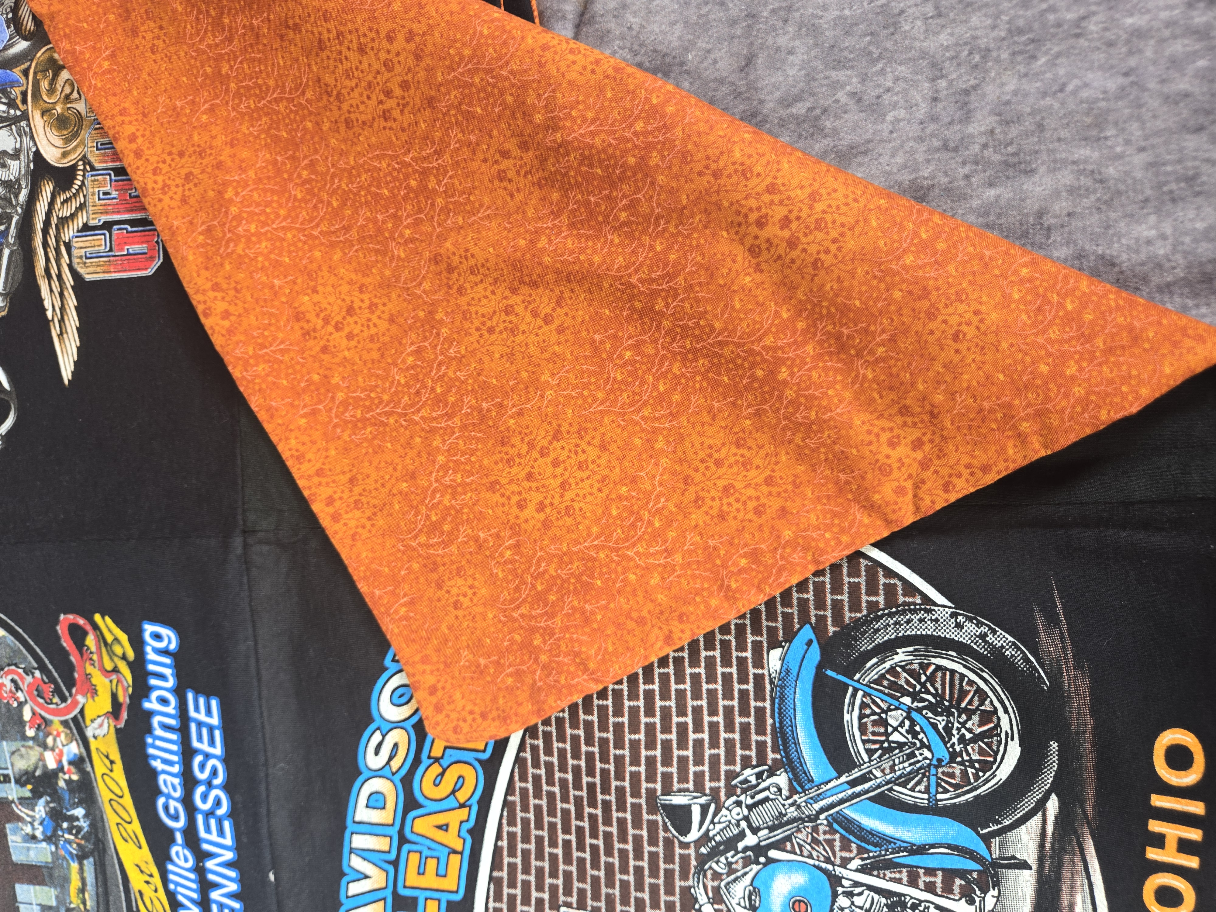 An Assortment of 1990s and 2000s Upcycled Harley-Davidson Cotton Fabric Panels