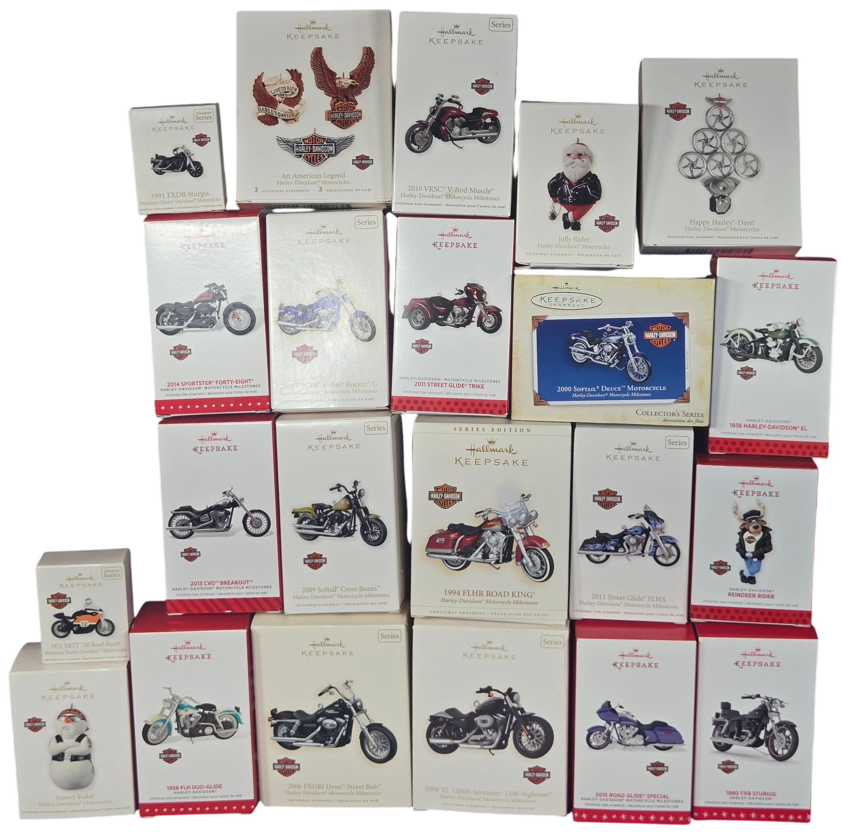 Twenty-Two Hallmark Keepsake Harley-Davidson Christmas Ornaments in Original Boxes