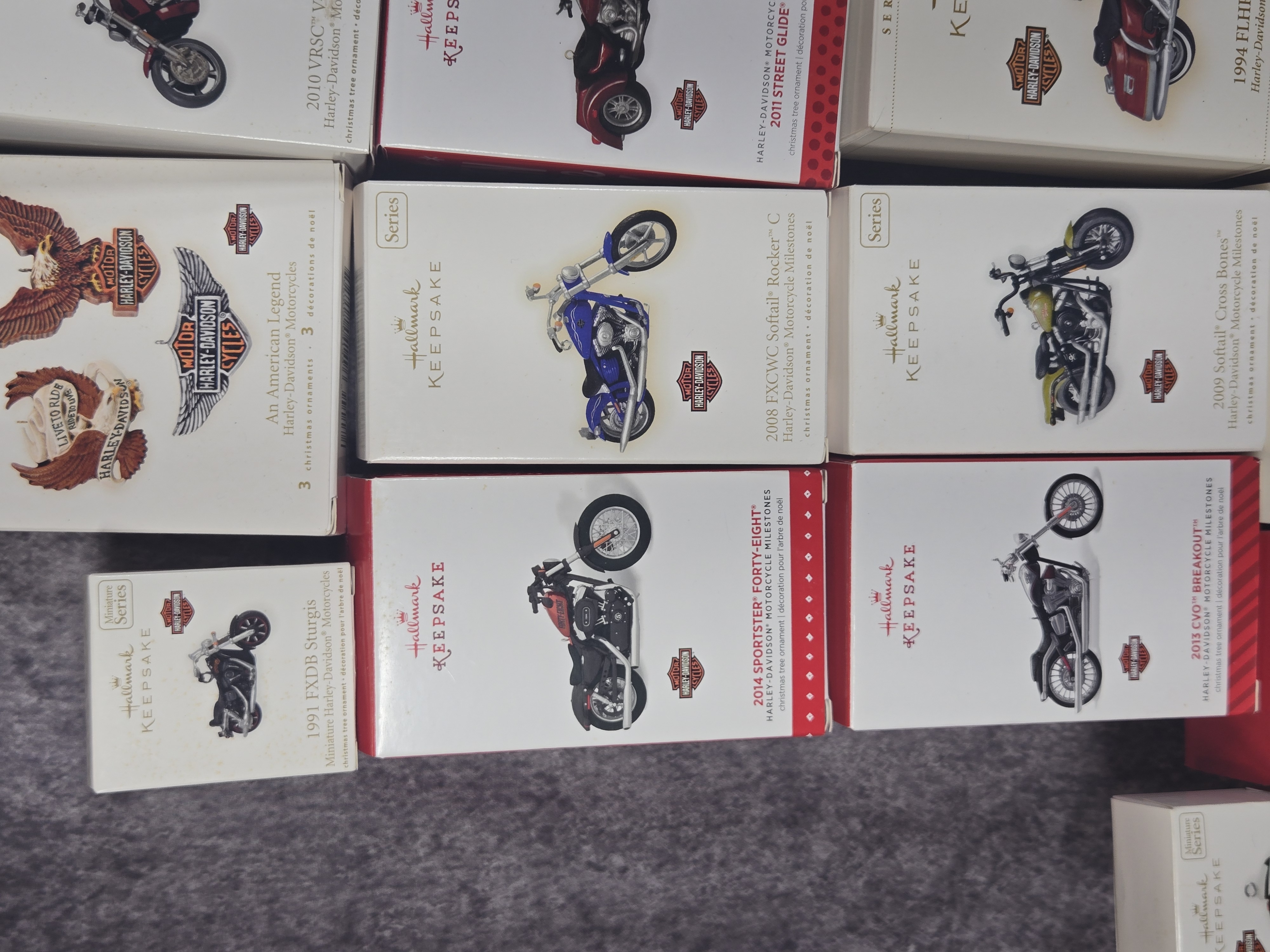 Twenty-Two Hallmark Keepsake Harley-Davidson Christmas Ornaments in Original Boxes