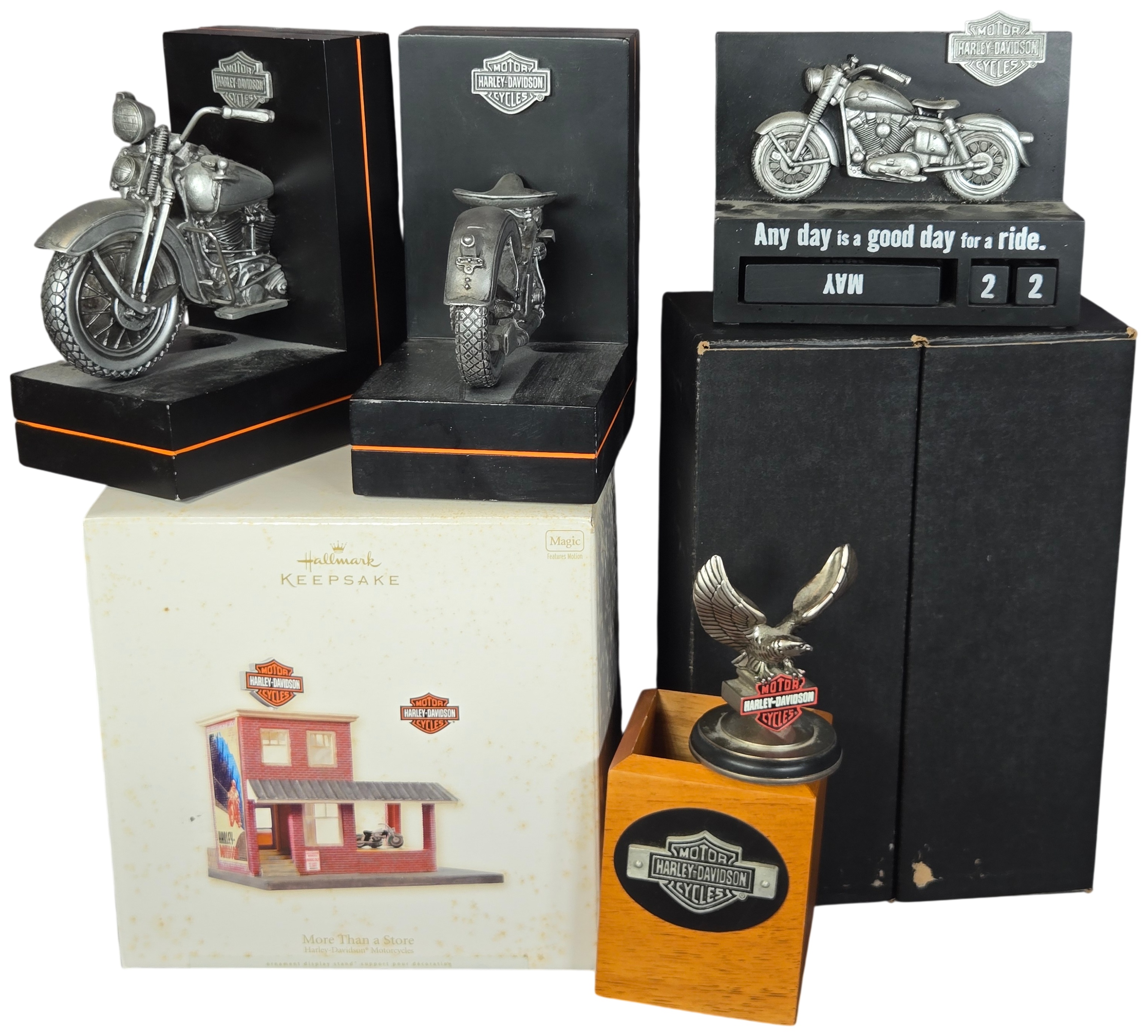 An Assortment of Harley-Davidson Memorabilia featuring Hallmark and Franklin Mint