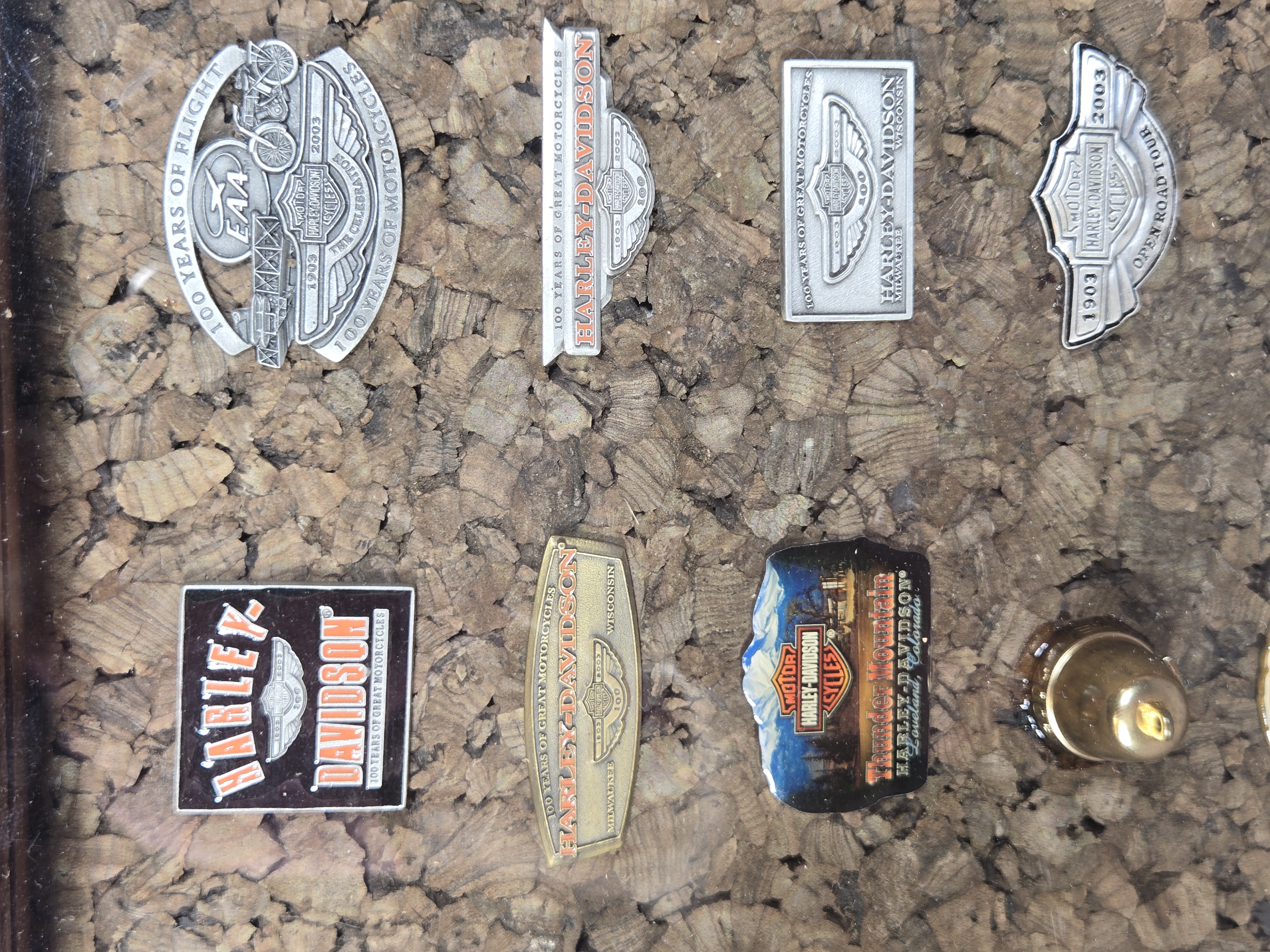 Forty-three Harley-Davidson 100th Anniversary Commemorative Pins and Coins