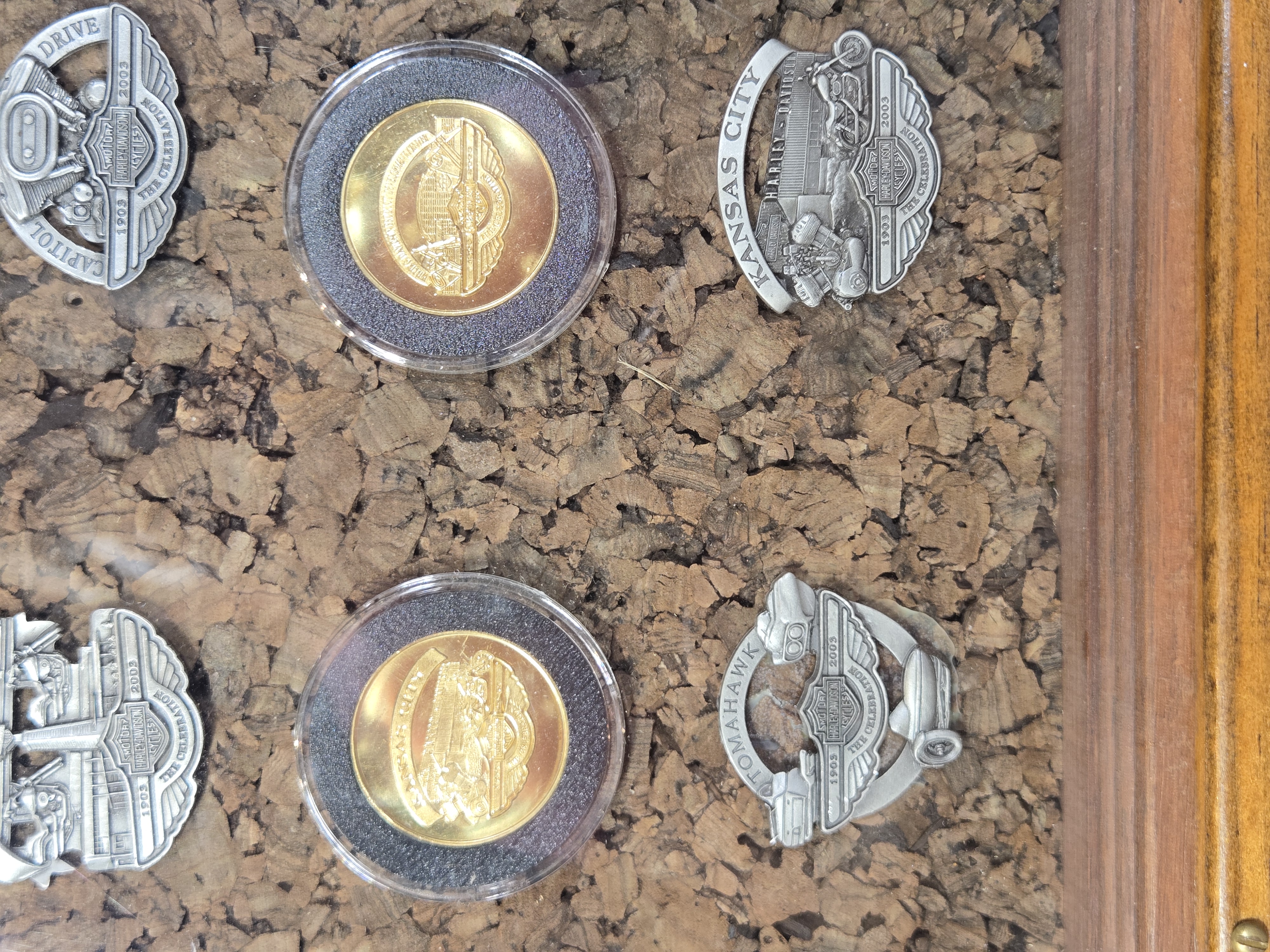 Forty-three Harley-Davidson 100th Anniversary Commemorative Pins and Coins