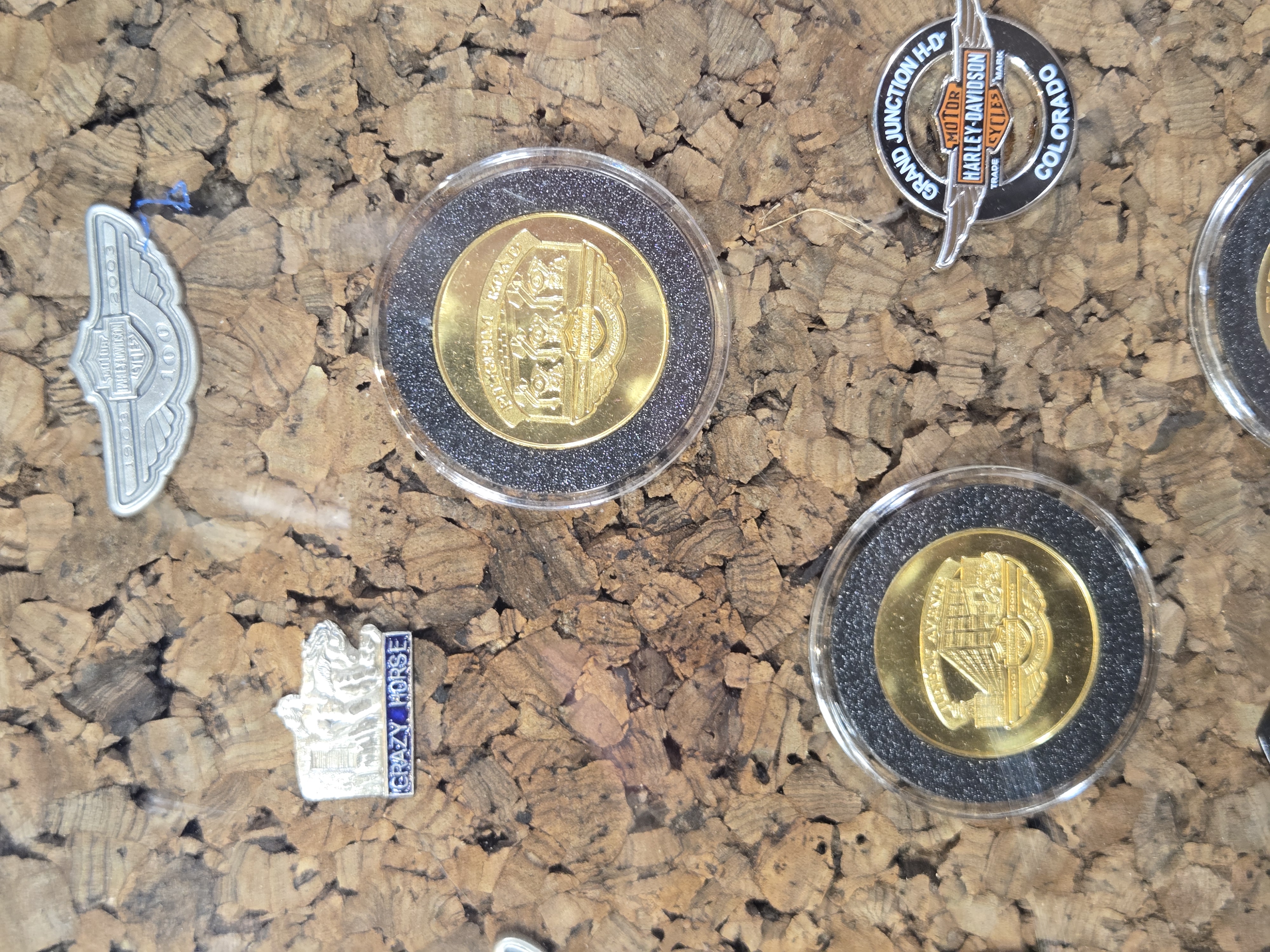 Forty-three Harley-Davidson 100th Anniversary Commemorative Pins and Coins