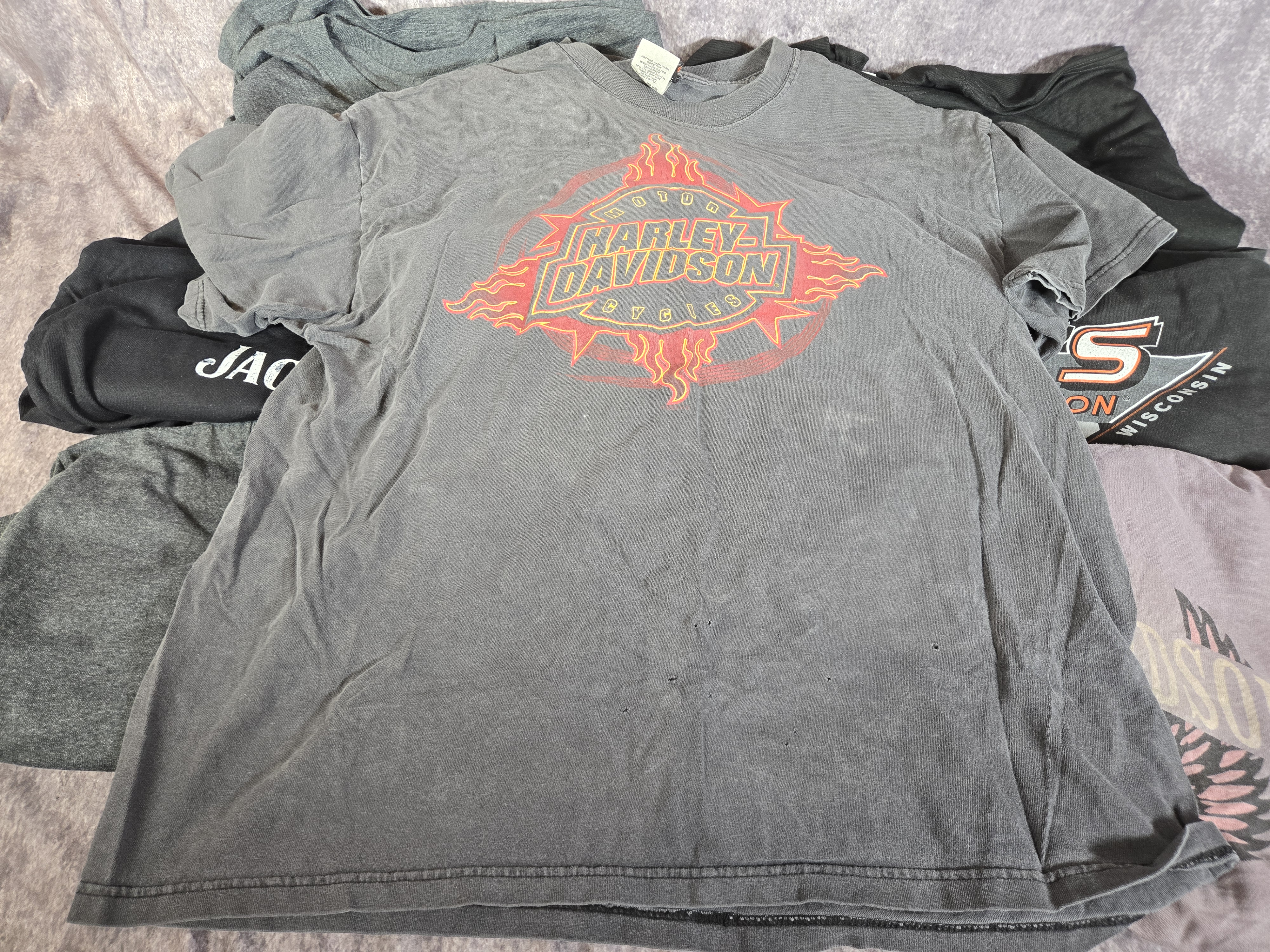 Seven Vintage and Contemporary Harley-Davidson and Jack Daniel's Cotton Graphic T-Shirts