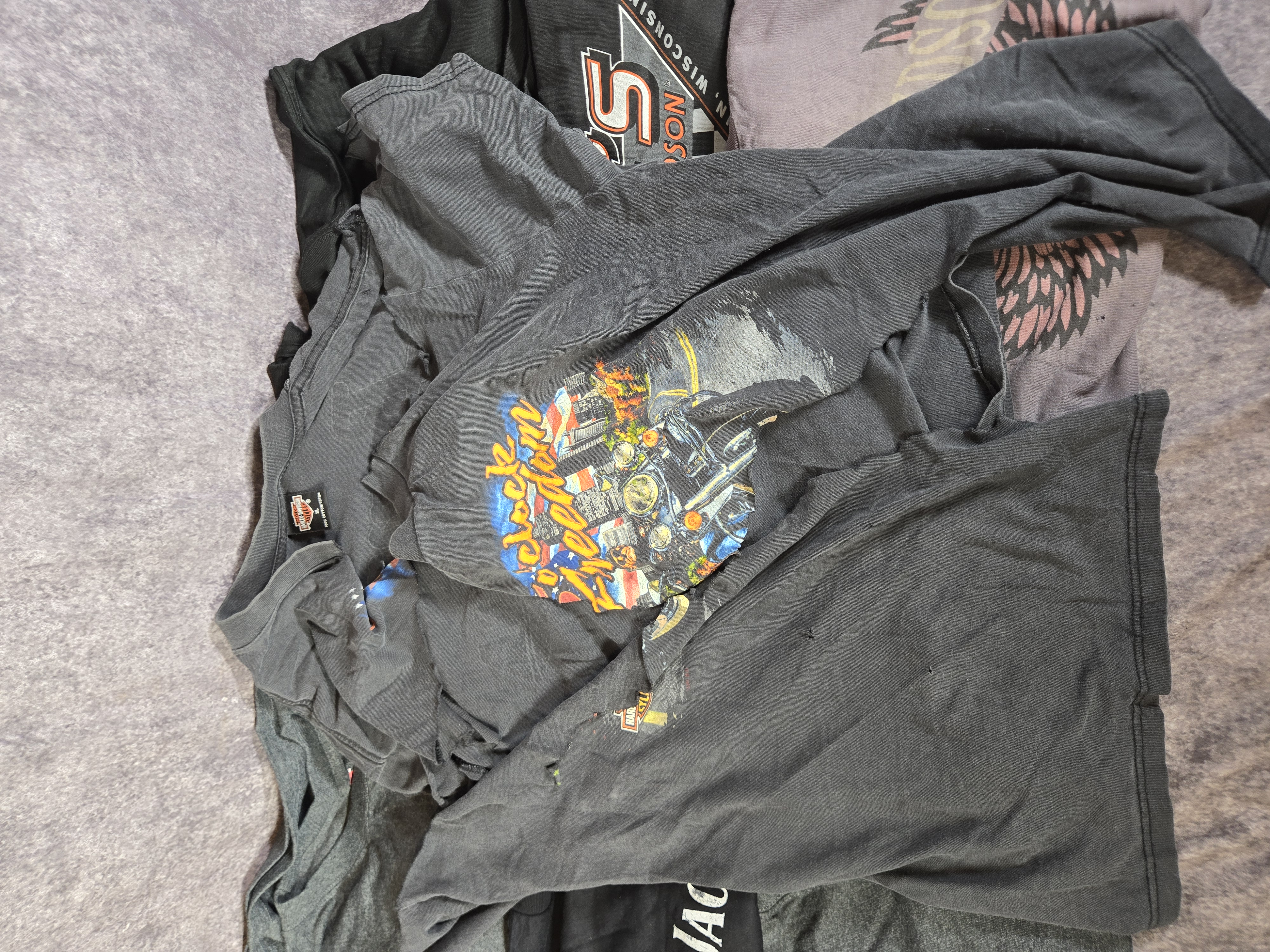 Seven Vintage and Contemporary Harley-Davidson and Jack Daniel's Cotton Graphic T-Shirts