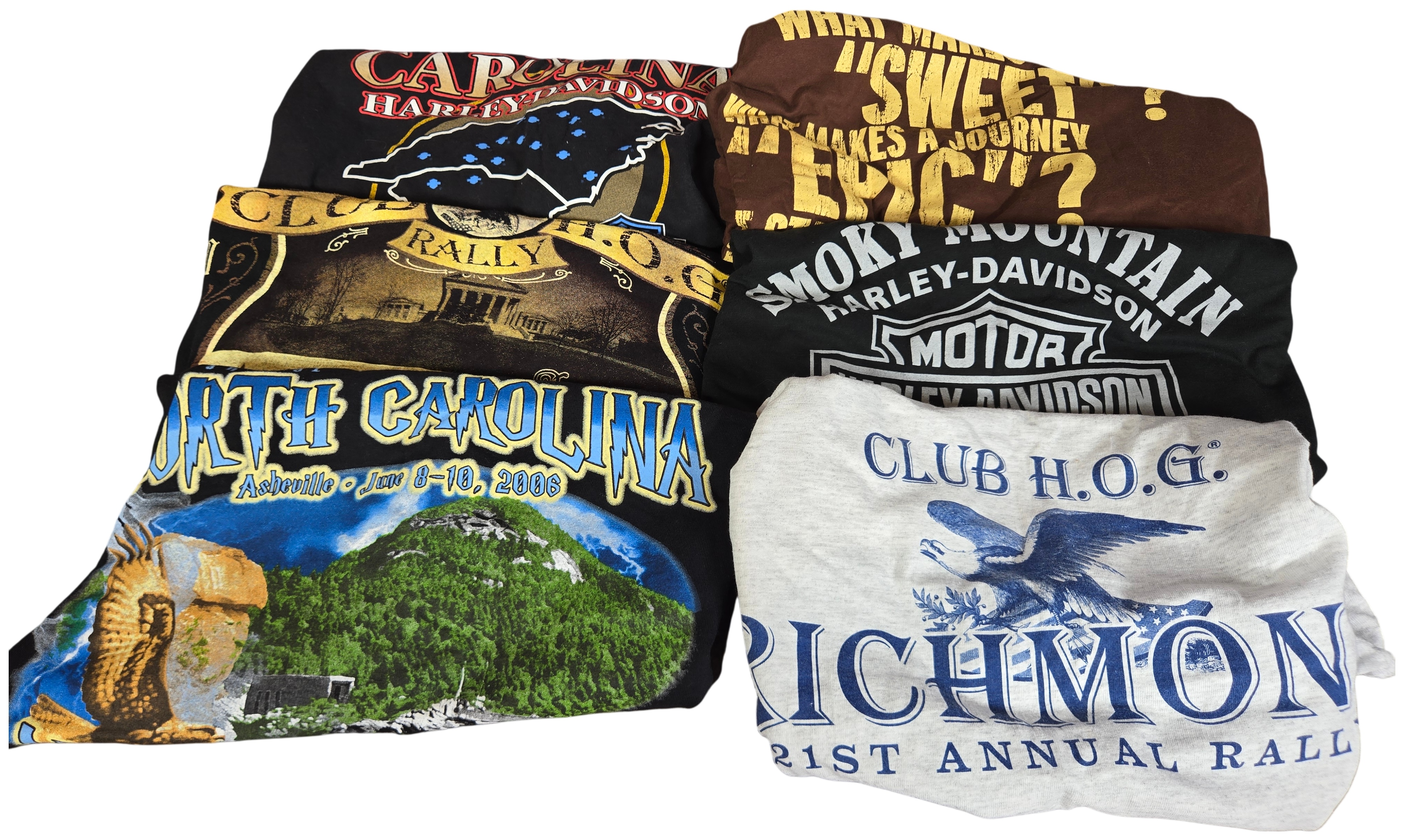 Six Vintage Cotton Harley-Davidson and H.O.G. Graphic T-Shirts