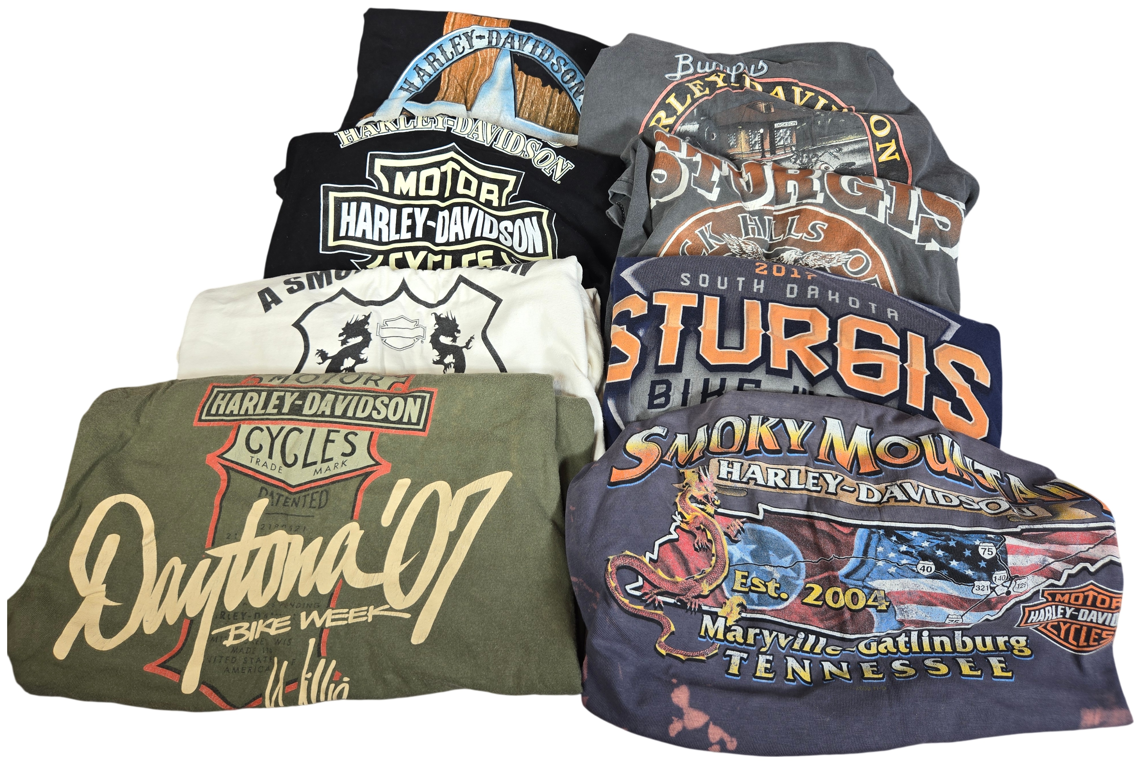 Eight Assorted Harley-Davidson Dealer and Event Shirts