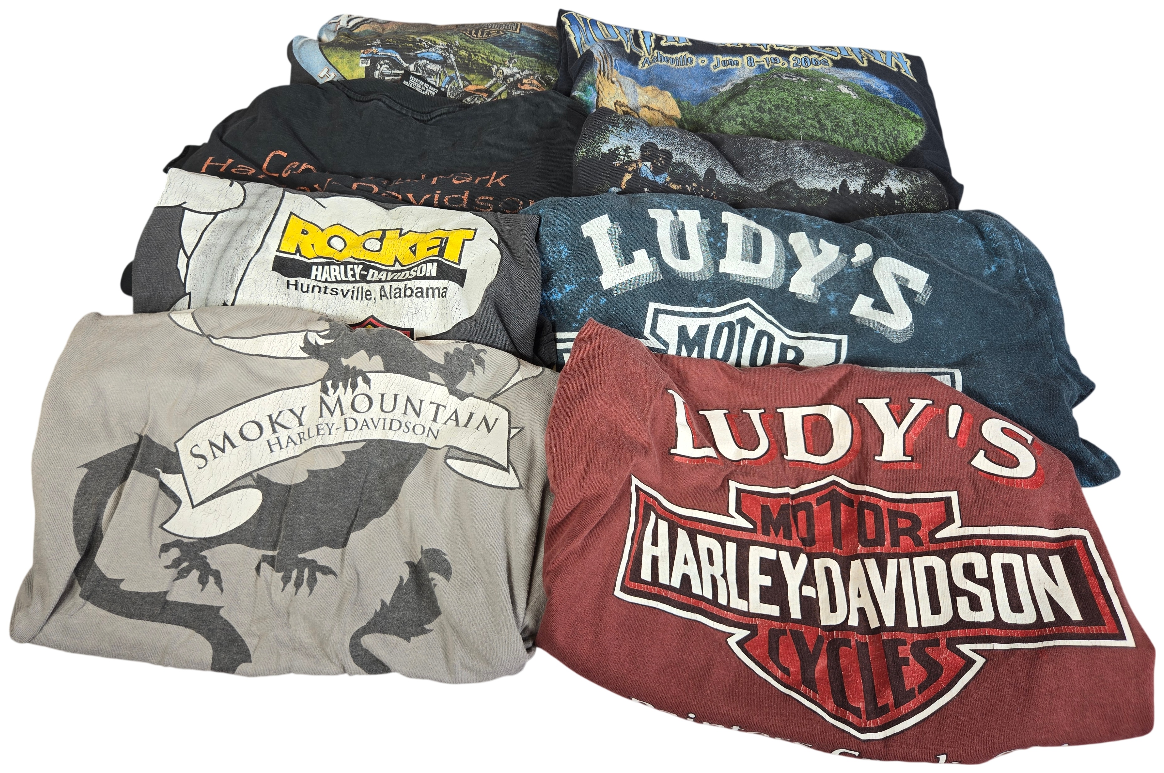 Nine Late 20th and Early 21st Century Harley-Davidson Graphic T-Shirts