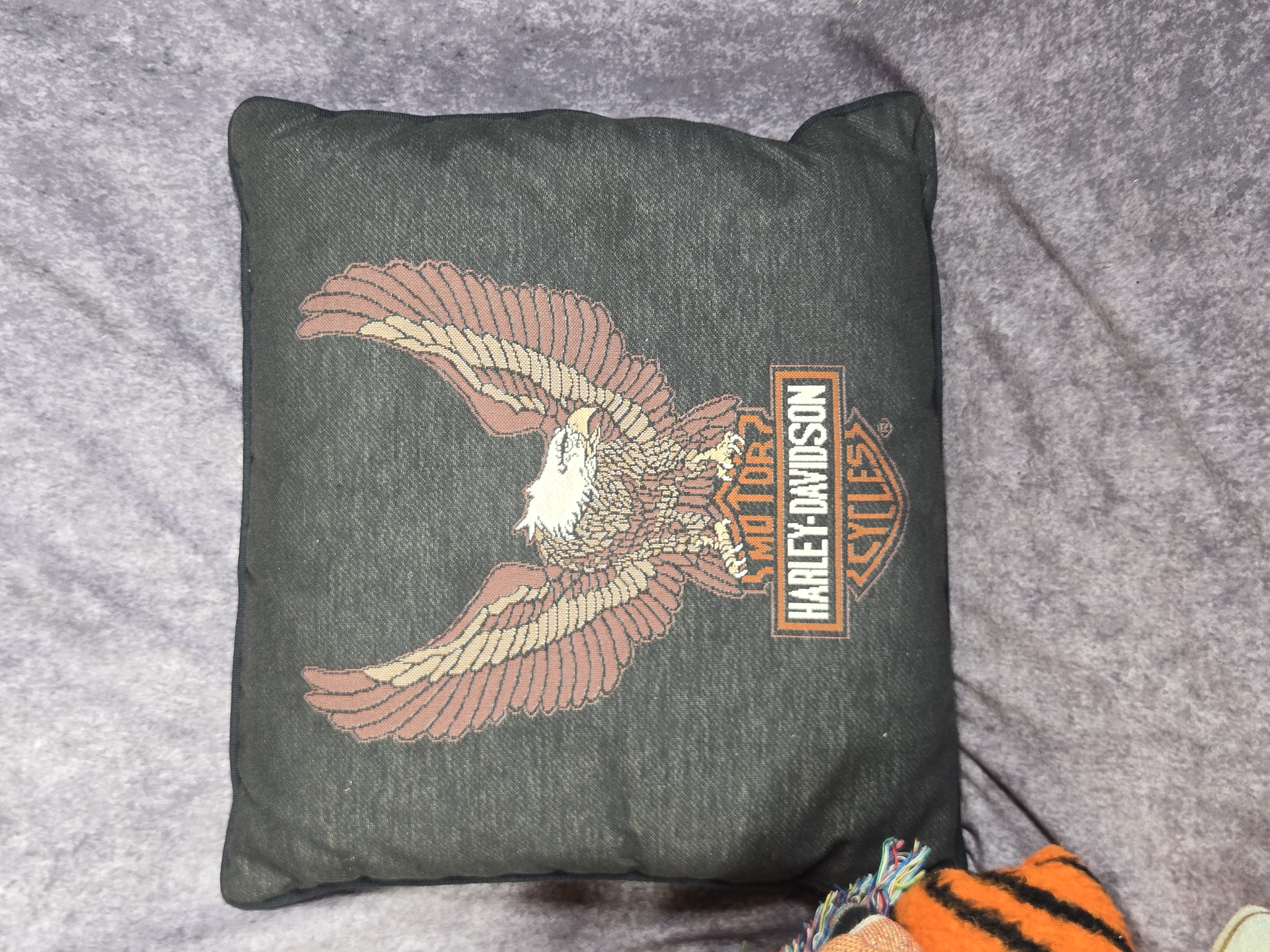Six Licensed Harley-Davidson Textile Items including Biederlack Blankets and Holoubek Pillows
