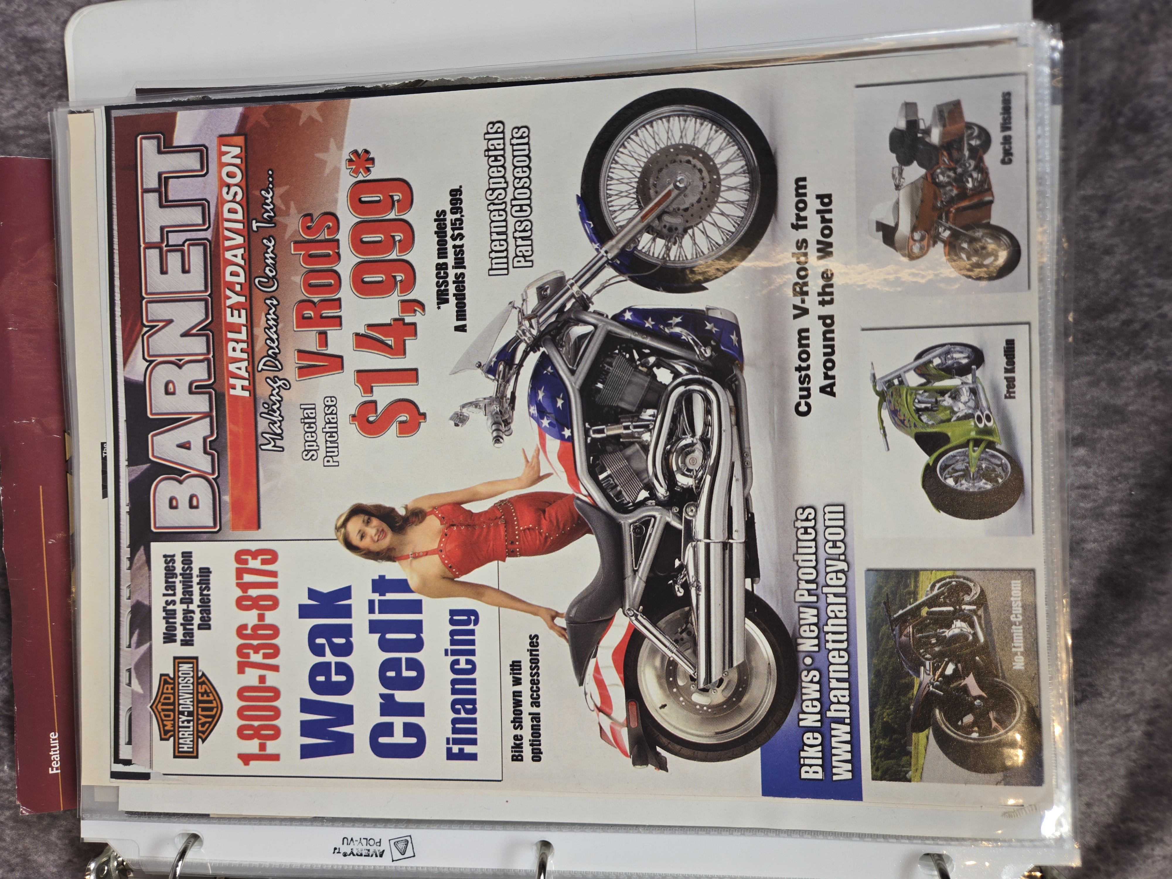 Harley-Davidson Motorcycle Ephemera and Advertisements featuring Ford, Whizzer, and Cushman