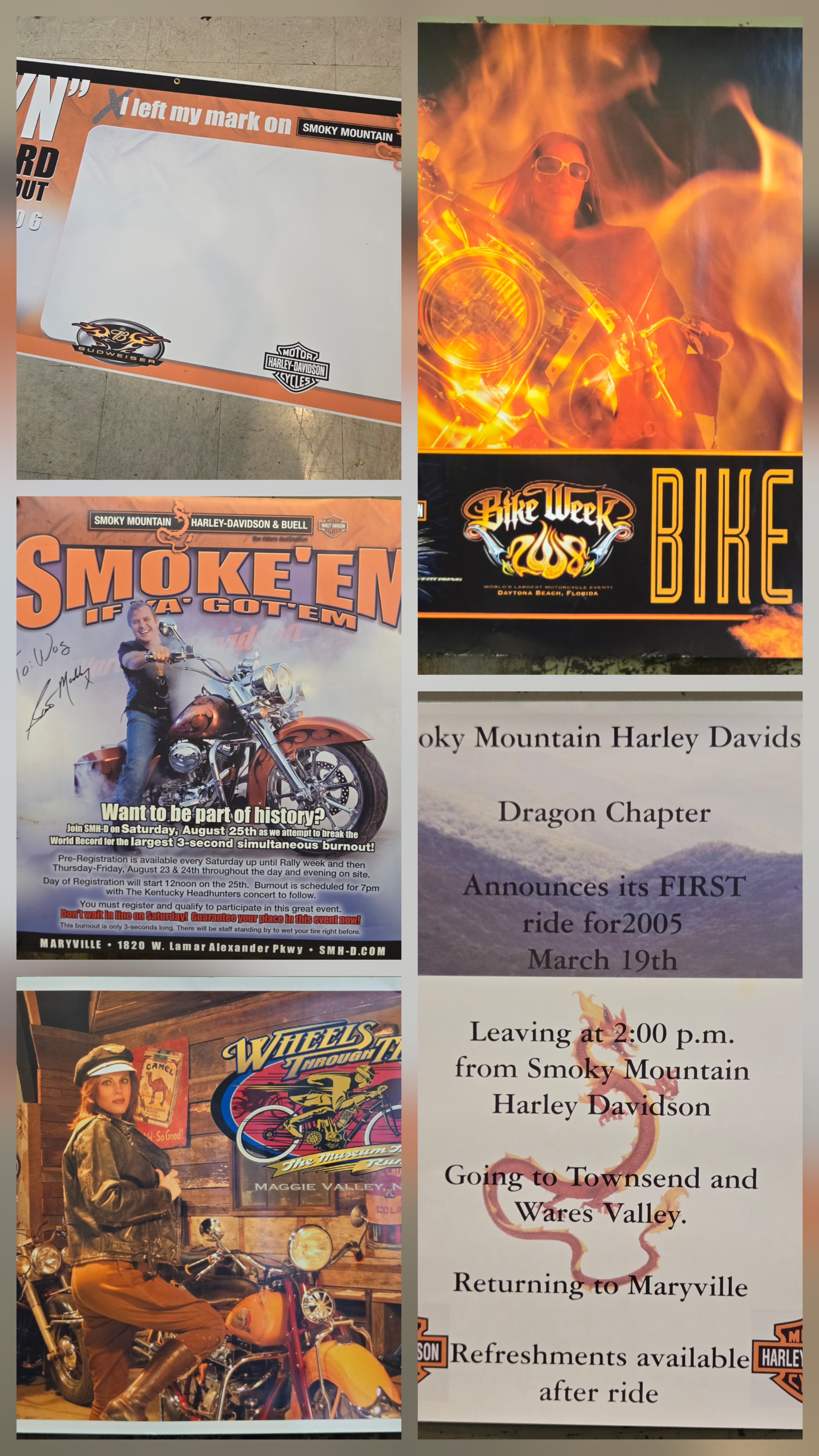 Smoky Mountain Harley-Davidson Banners and Motorcycle Event Posters featuring Leo Maddy Signature