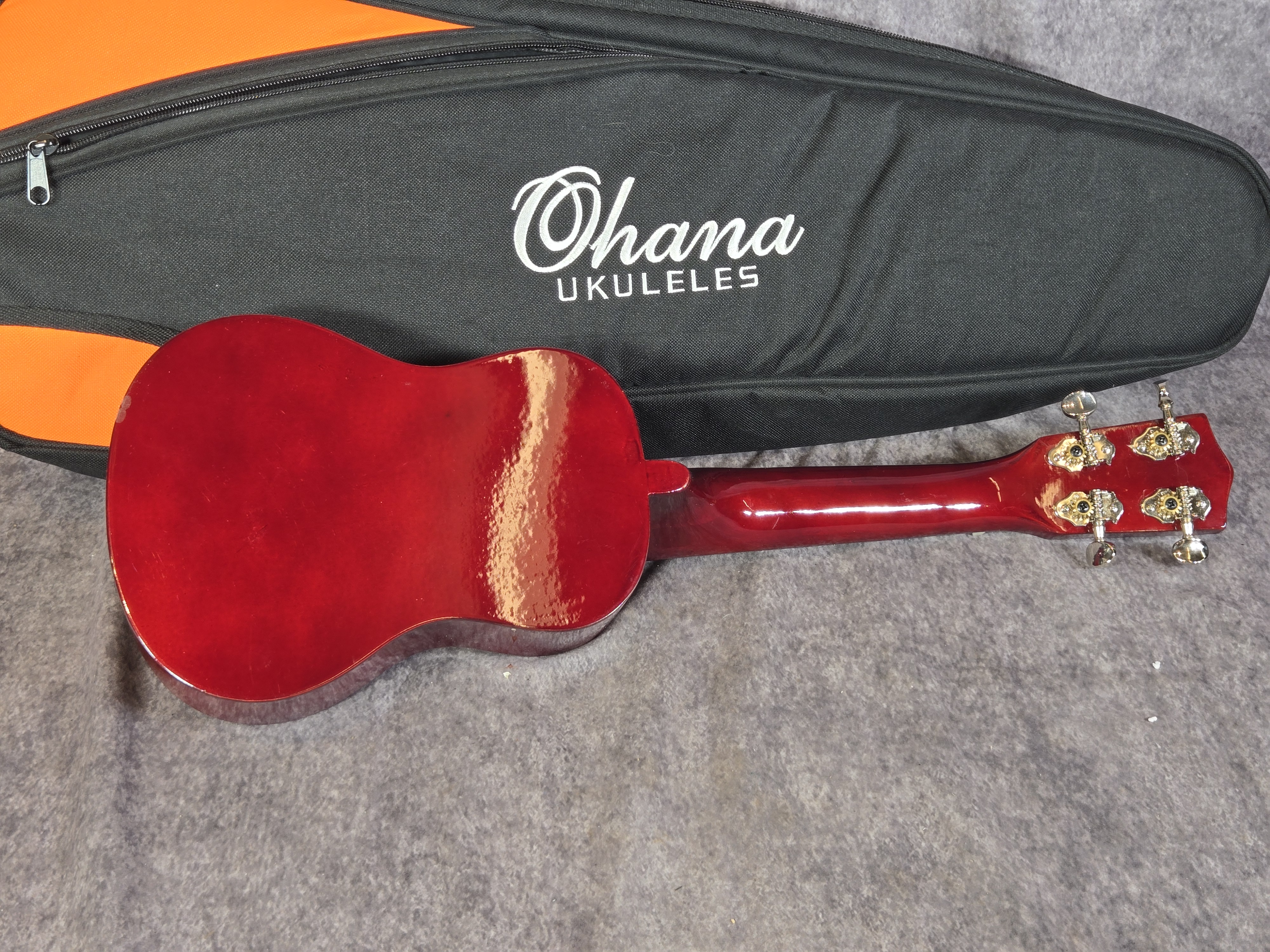 A Soprano Ukulele with an Ohana Branded Padded Gig Bag