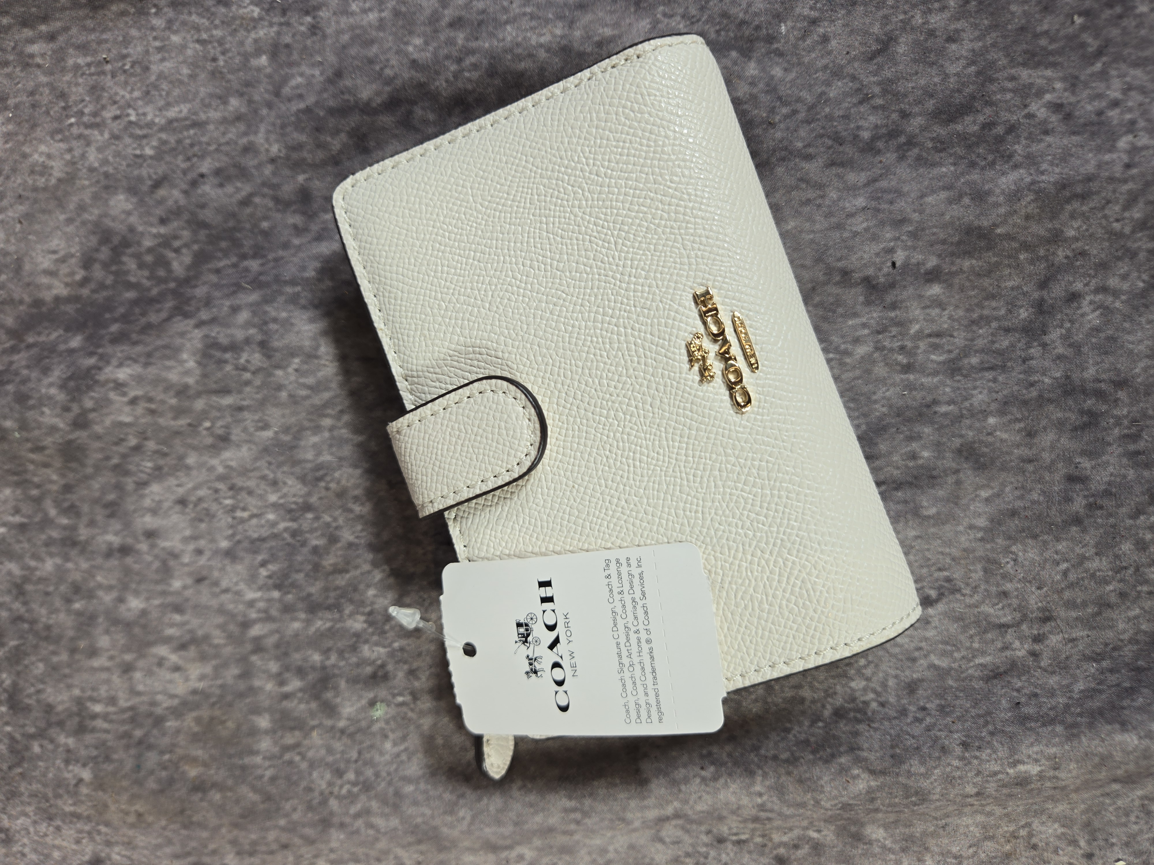 Two Coach Chalk Leather Handbag and Bifold Wallet