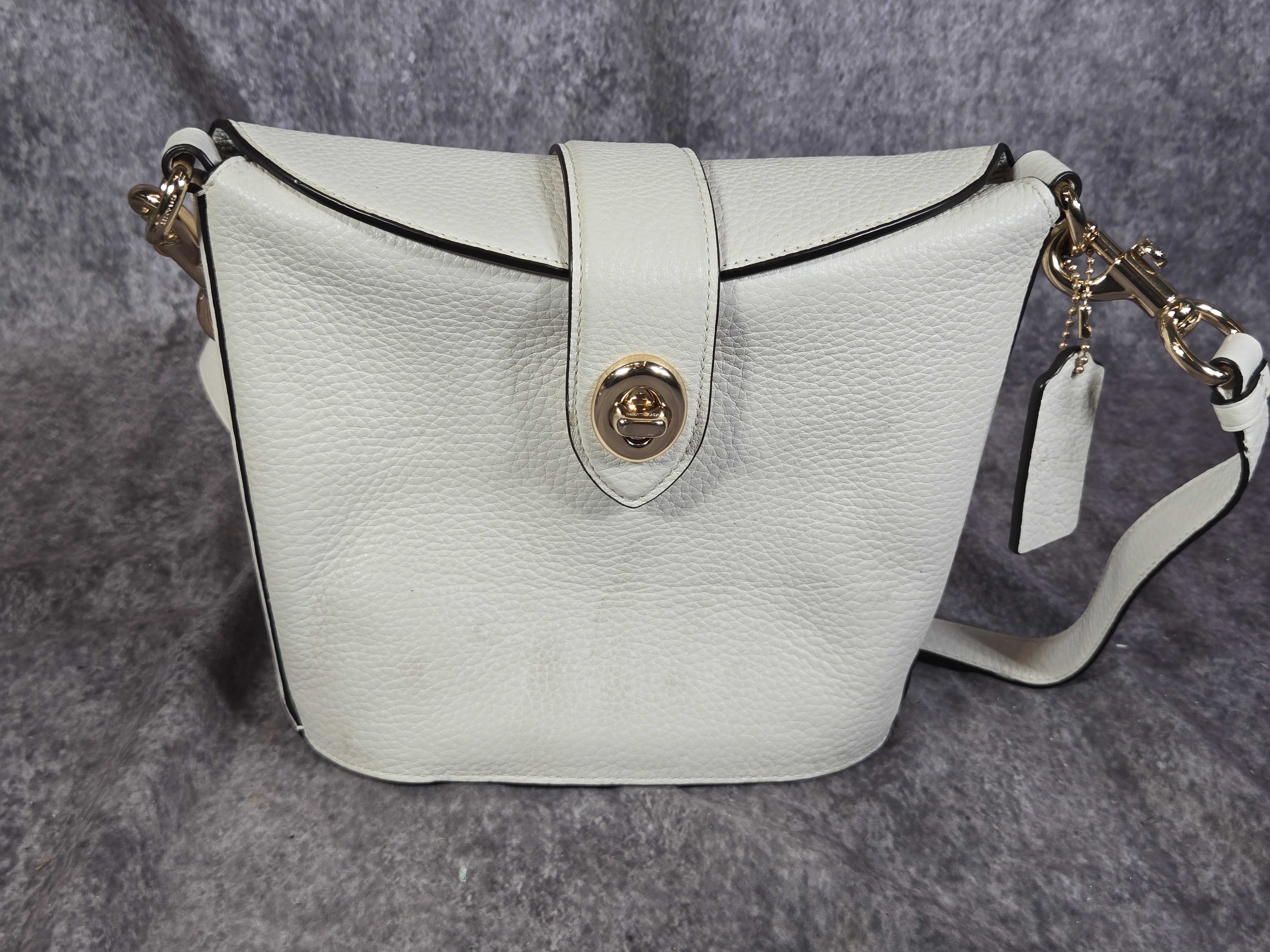 Two Coach Chalk Leather Handbag and Bifold Wallet