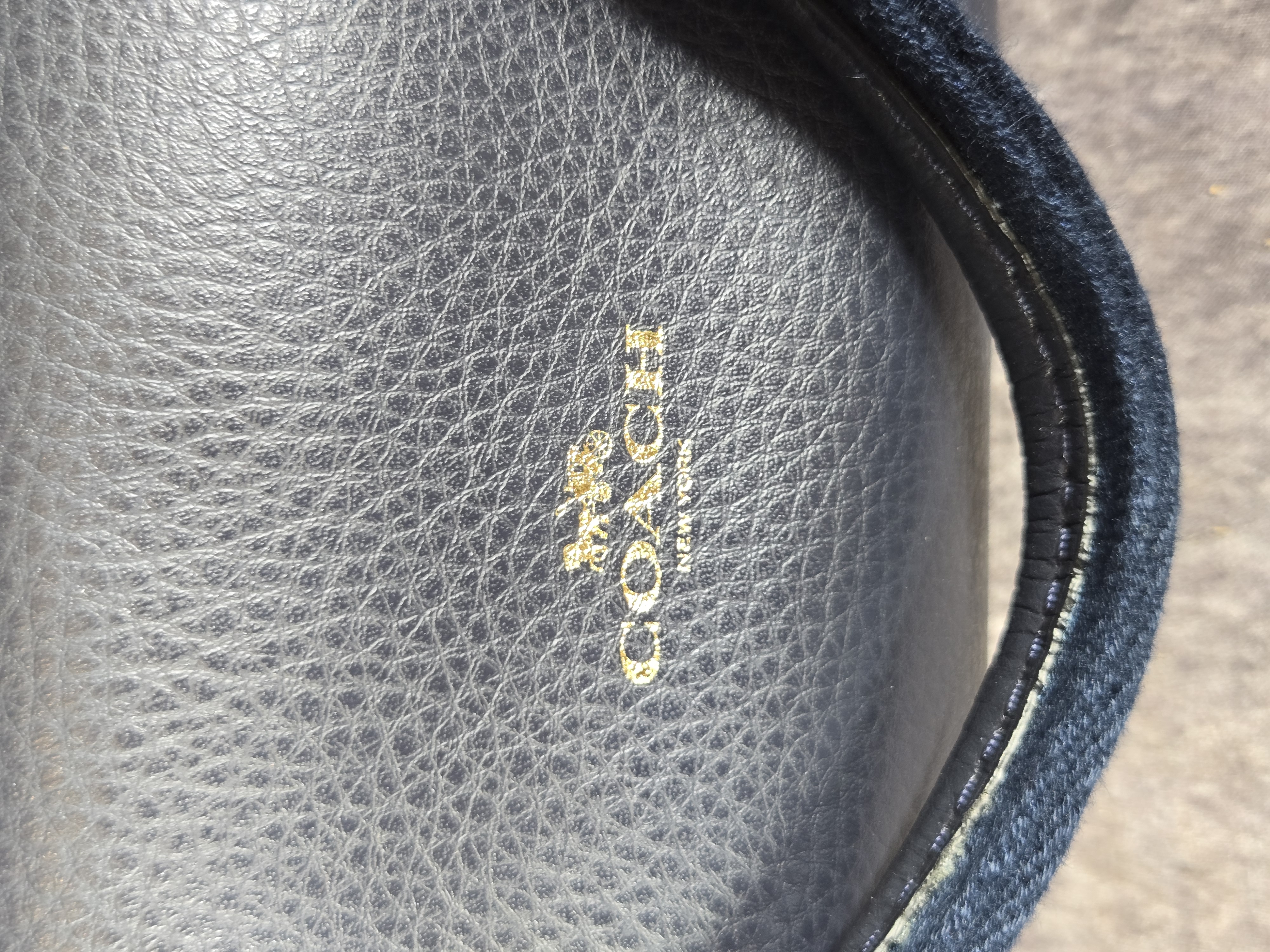Coach Derby Tote Navy Blue Pebbled Leather Shoulder Bag