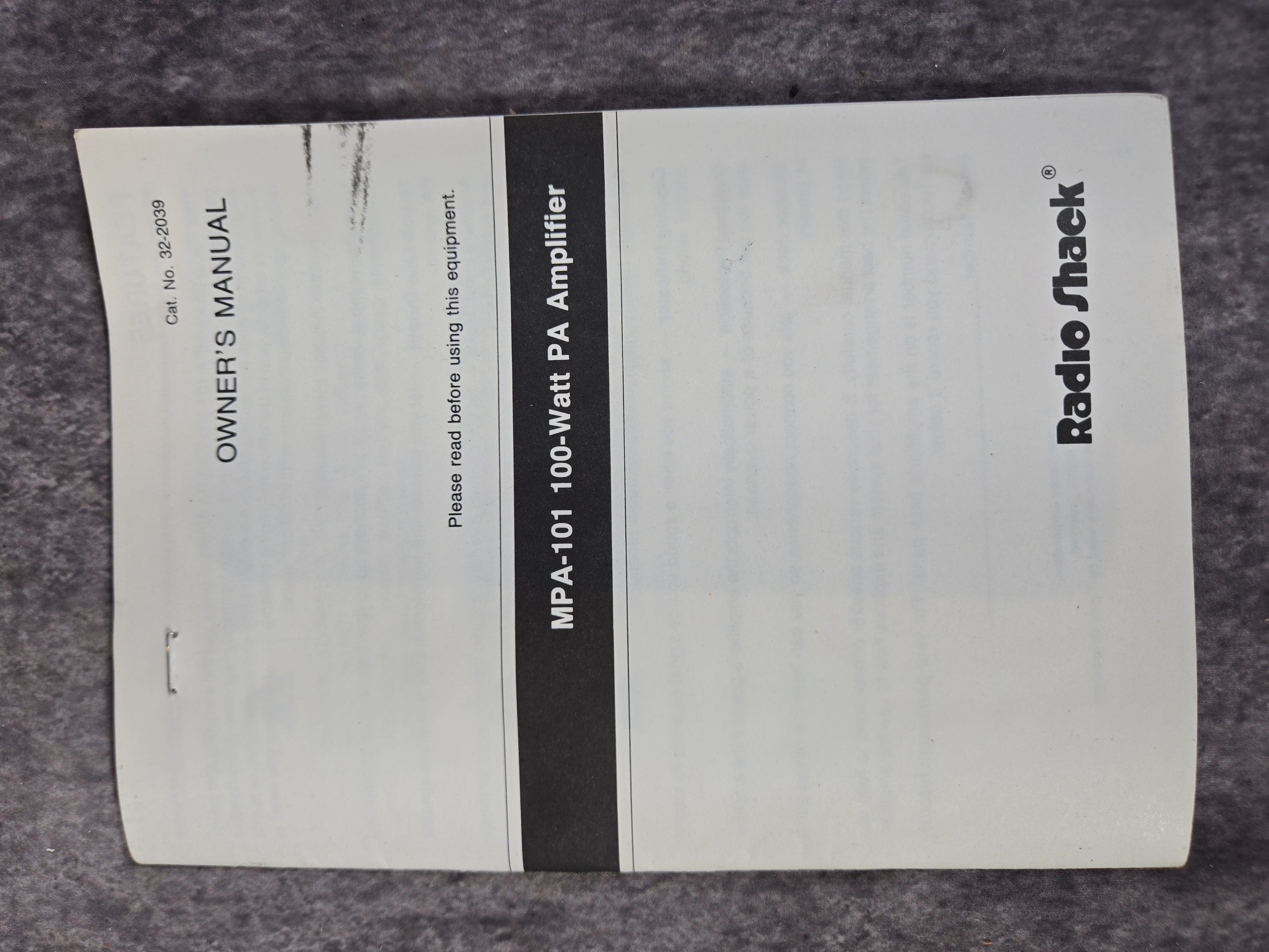 Radio Shack MPA-101 100-Watt PA Amplifier