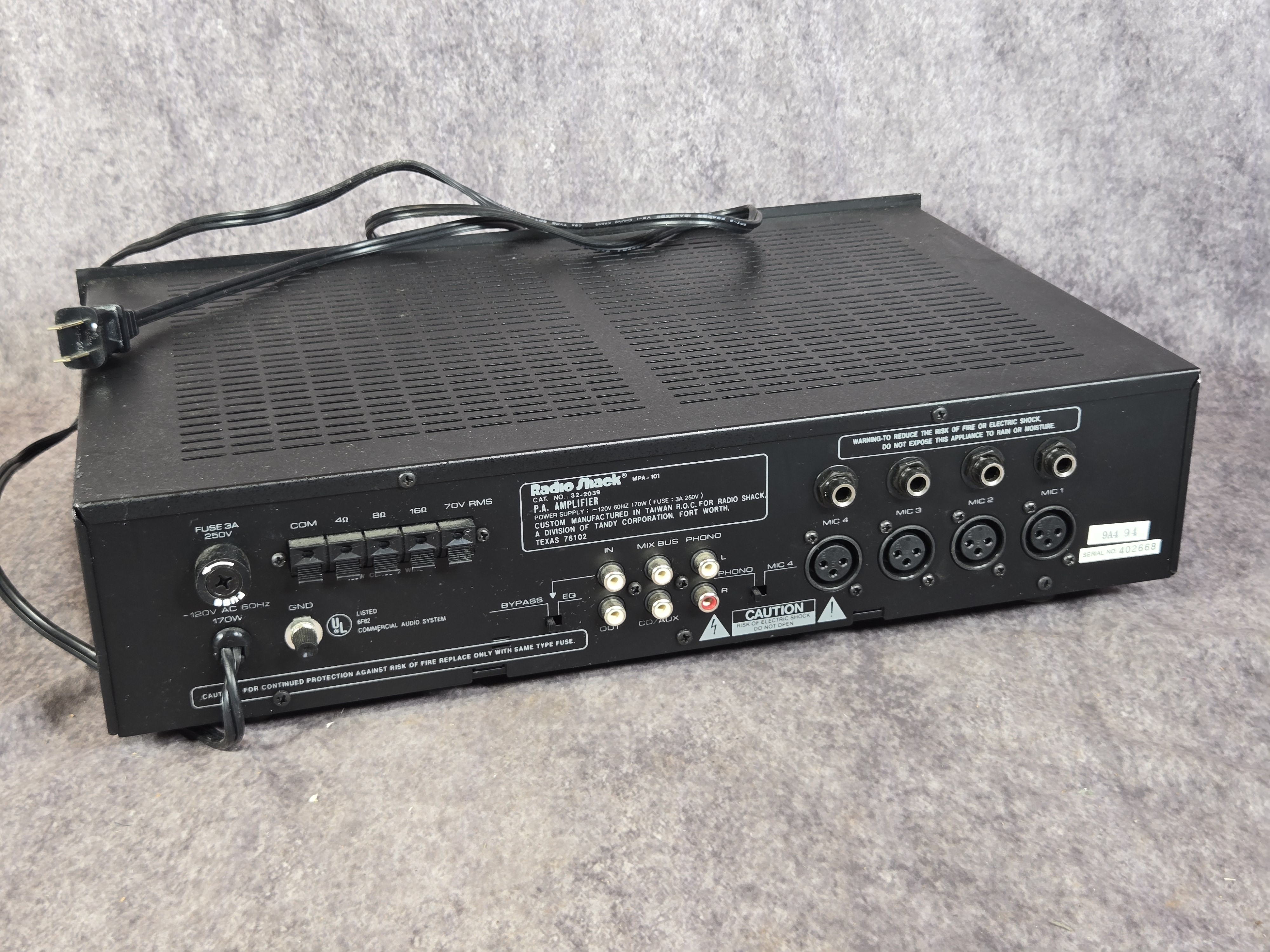 Radio Shack MPA-101 100-Watt PA Amplifier