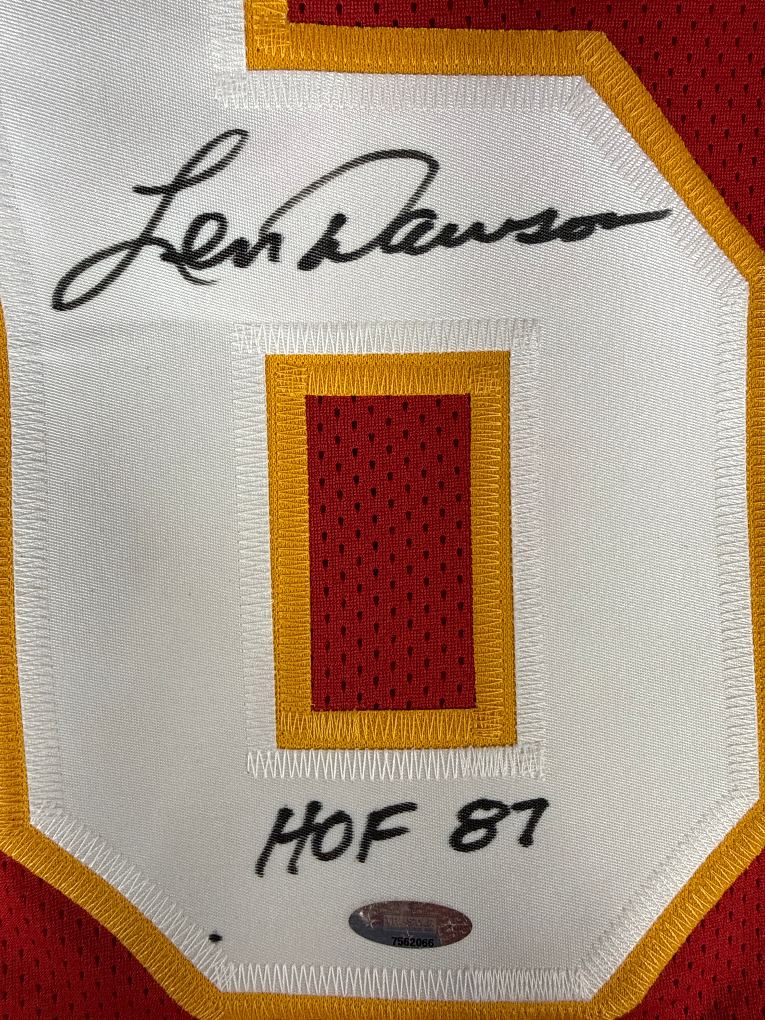 One Len Dawson Signed Kansas City Chiefs Polyester Career Achievement Jersey