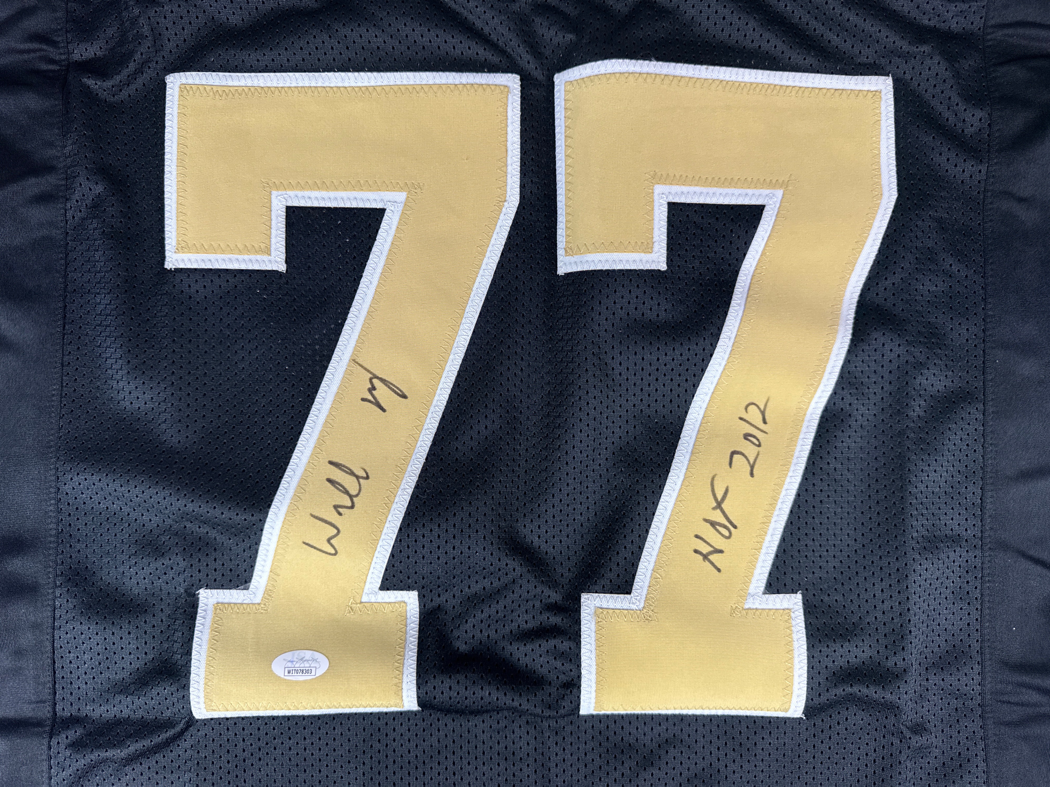 One Willie Roaf Signed New Orleans Custom Football Jersey with HOF 2012 Inscription